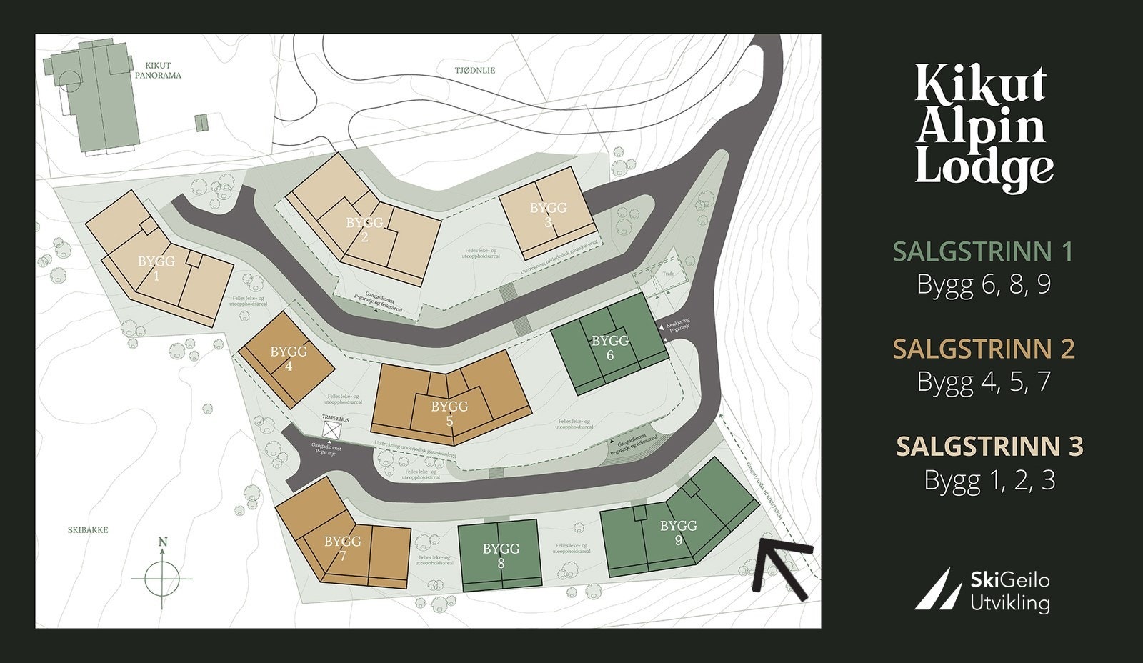 61/82 leiligheter solgt. Leiligheten i denne annonsen er markert med pil. Galleribilde