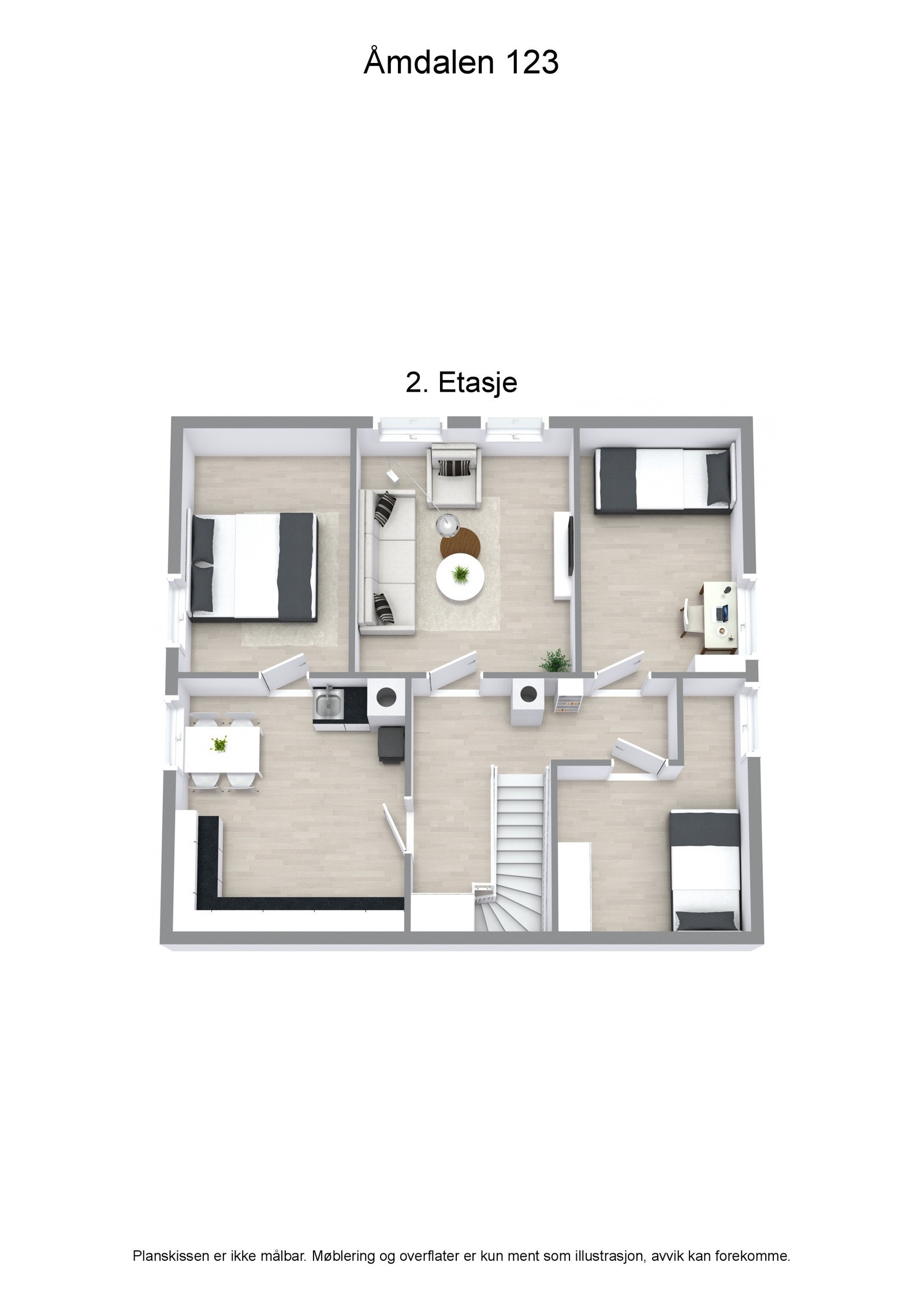Plantegning loft (3D). Galleribilde