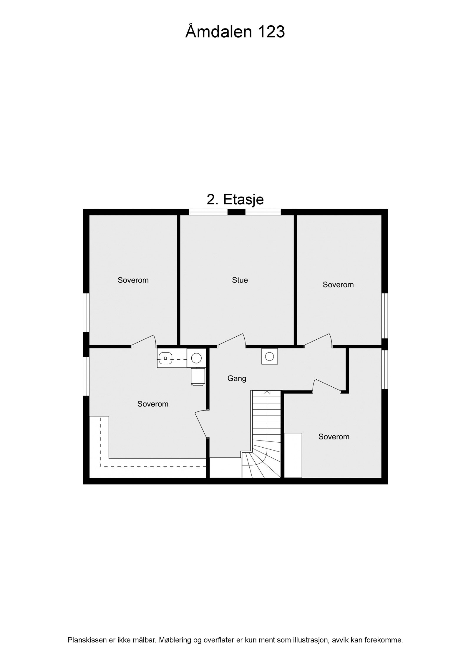 Plantegning loft (2D). Galleribilde
