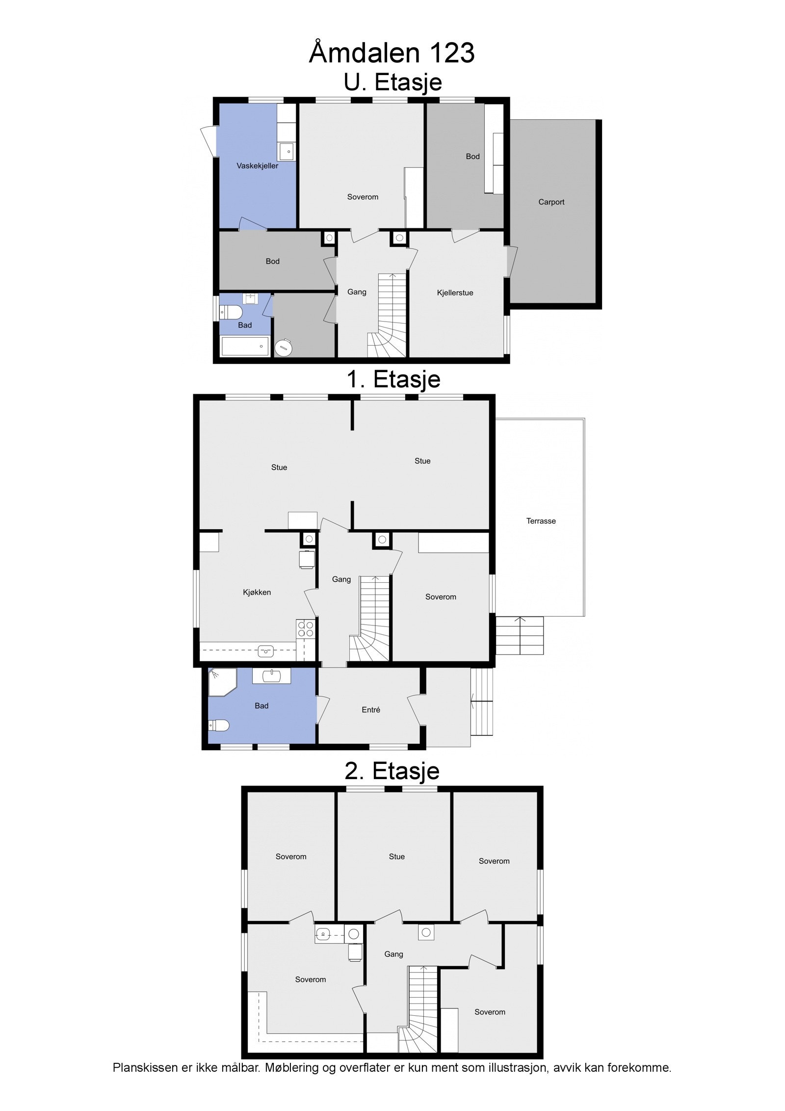 Plantegning for hele boligen (2D). Galleribilde