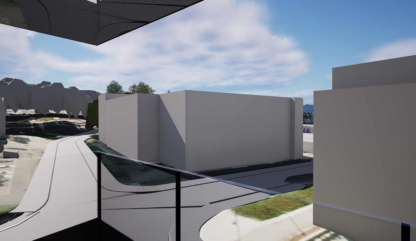 Illustrasjon av utsikt fra sørvestvendt balkong. Hentet fra simulator. Avvik kan forekomme. Galleribilde