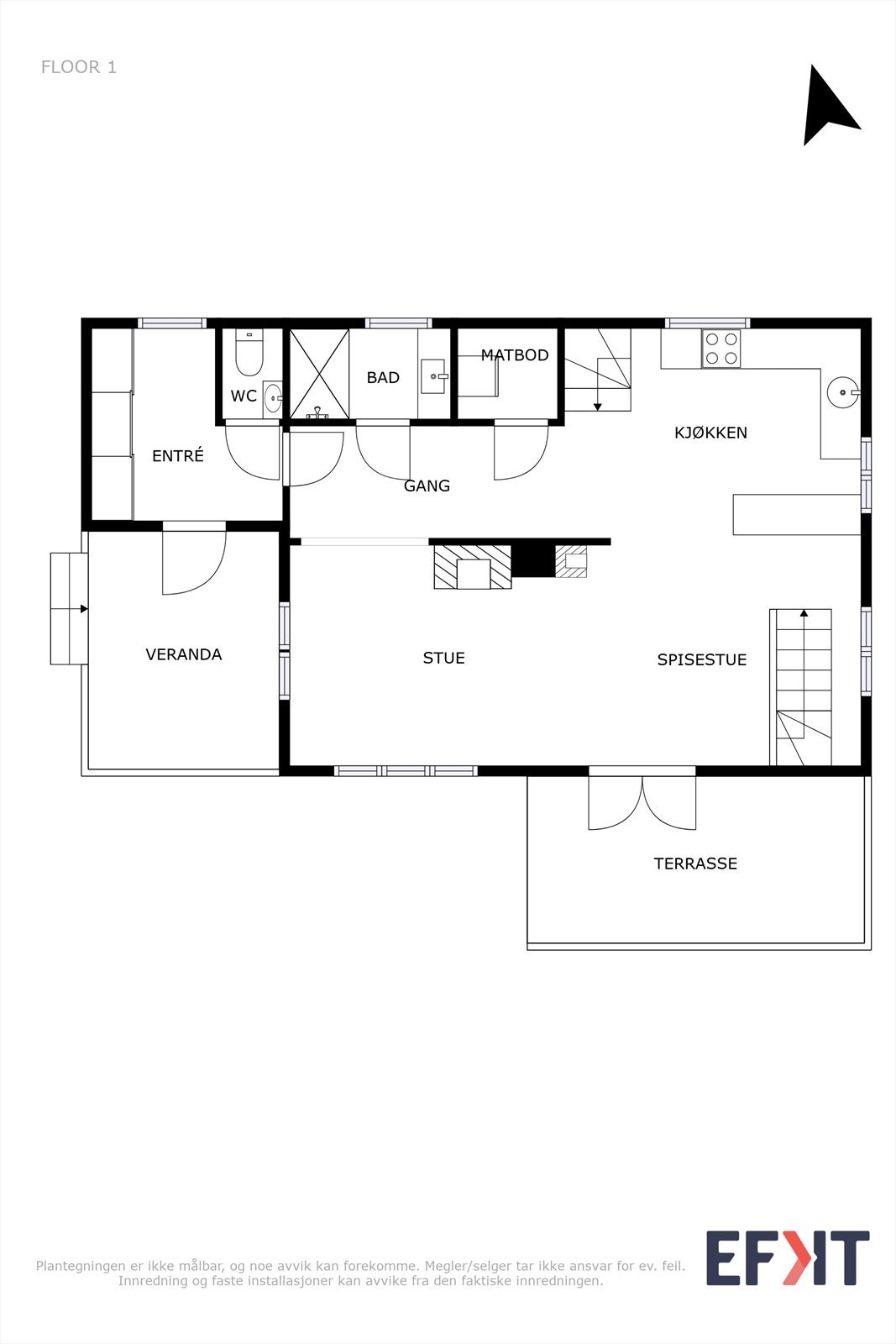 Plantegning 1. etasje Galleribilde