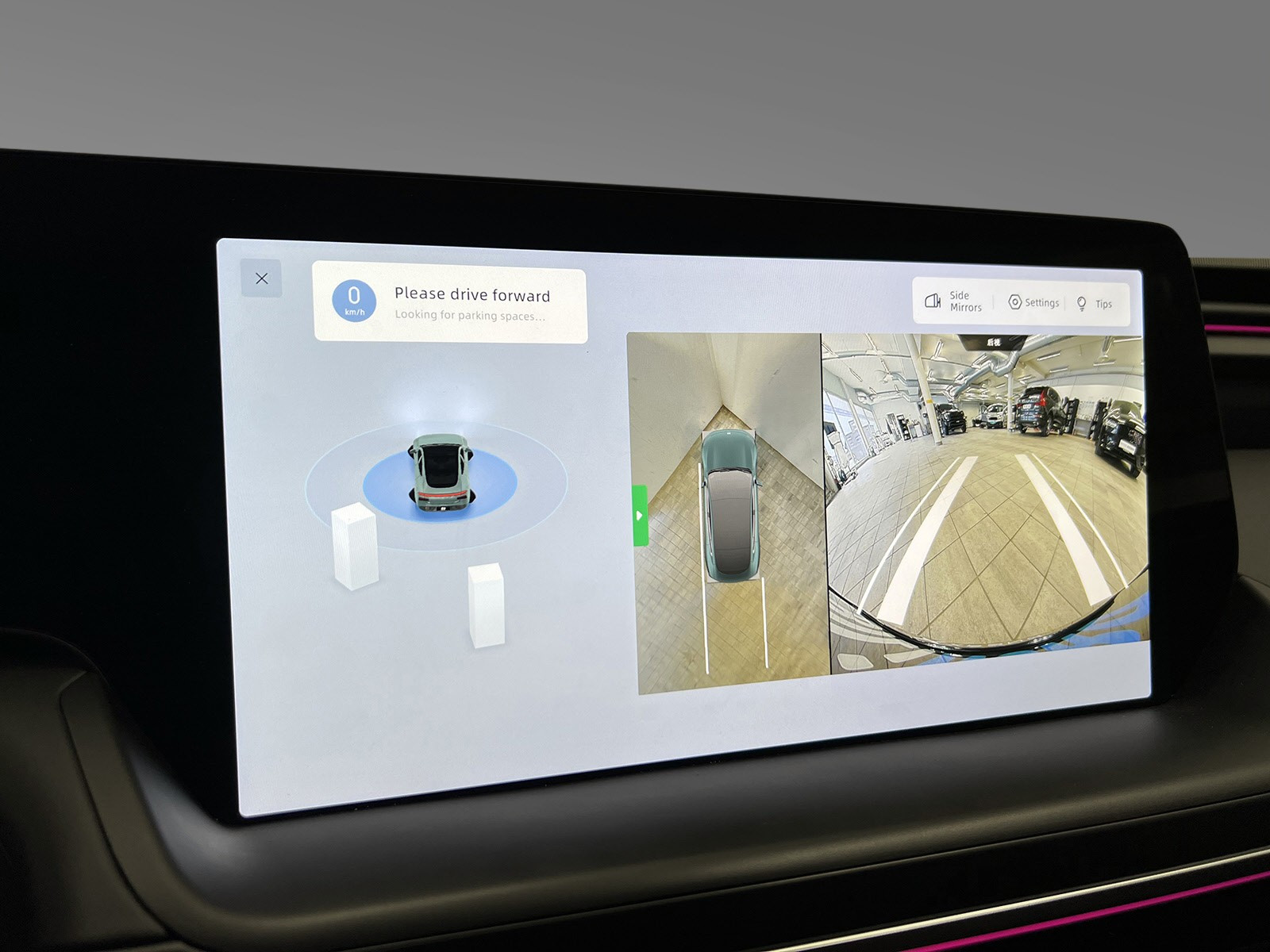Sensor/kamera rundt hele bilen.
