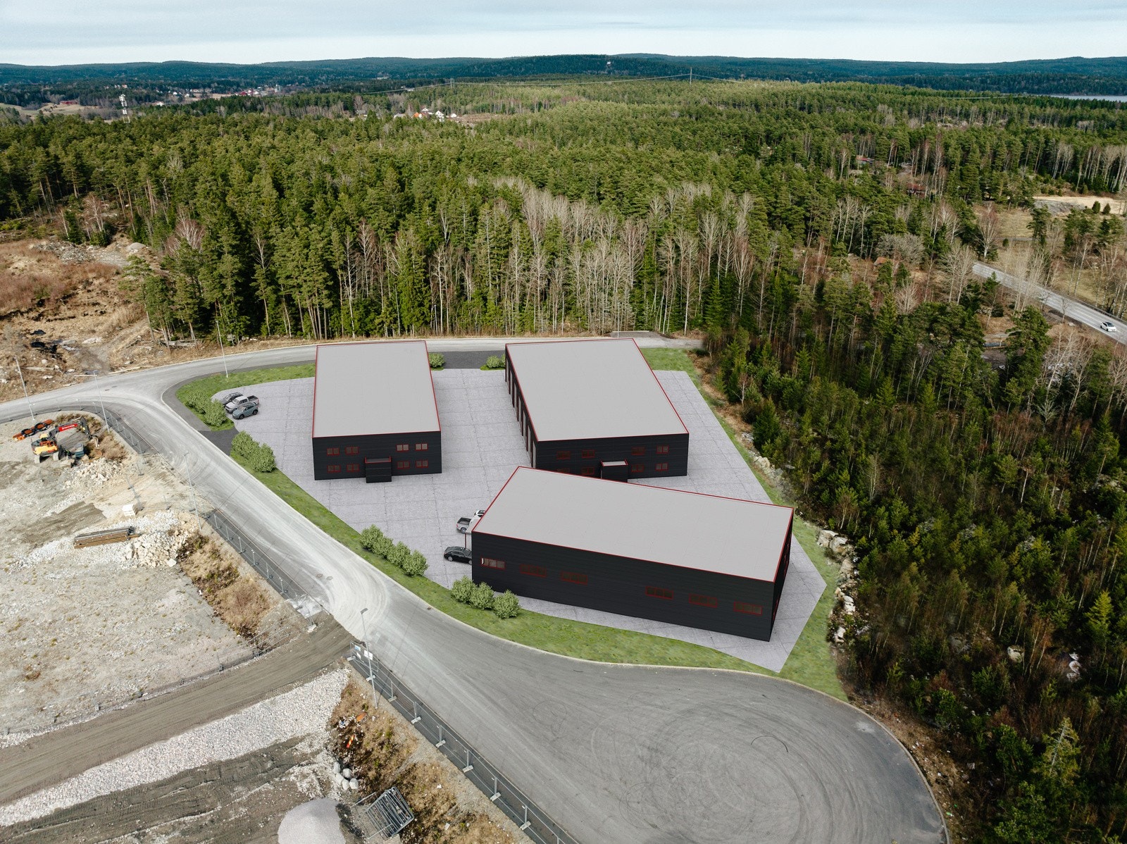 Det er totalt to innkjøringer til eiendommene Galleribilde