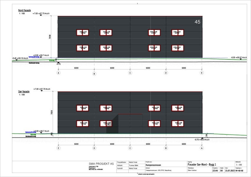 Bygg 1 - Fasade Sør/Nord Galleribilde
