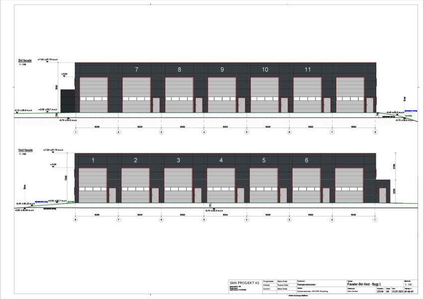 Bygg 1 - Fasade Øst/Vest Galleribilde