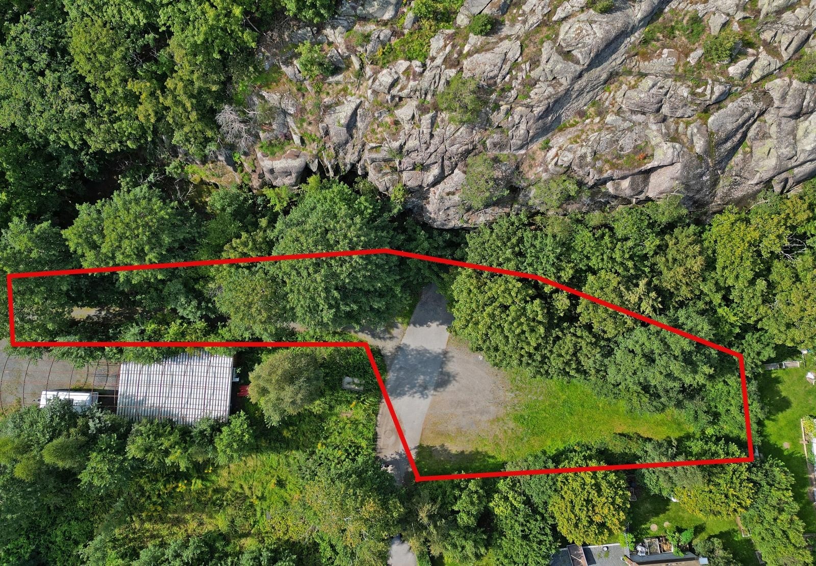 Tomten ca angitt med rød markering Galleribilde