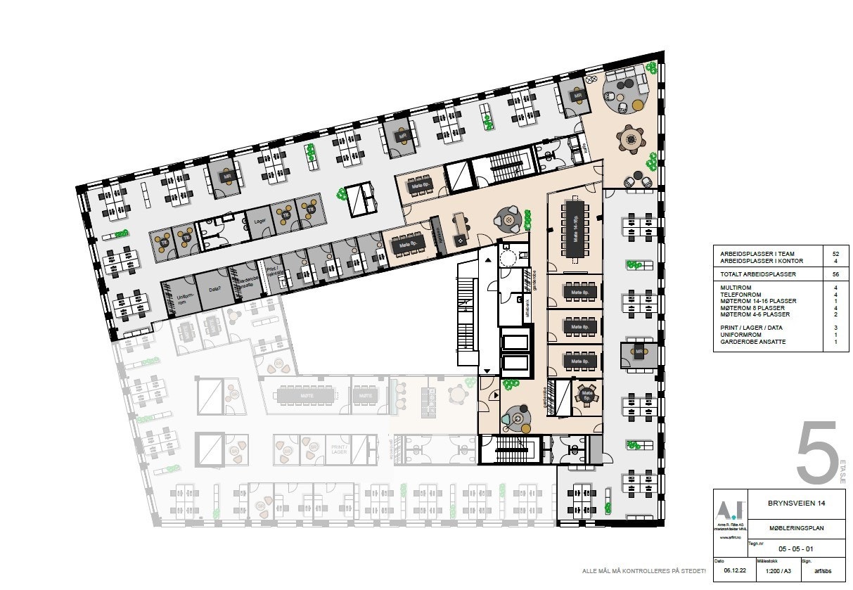 Potensiell møbleringsplan 5. etasje Galleribilde