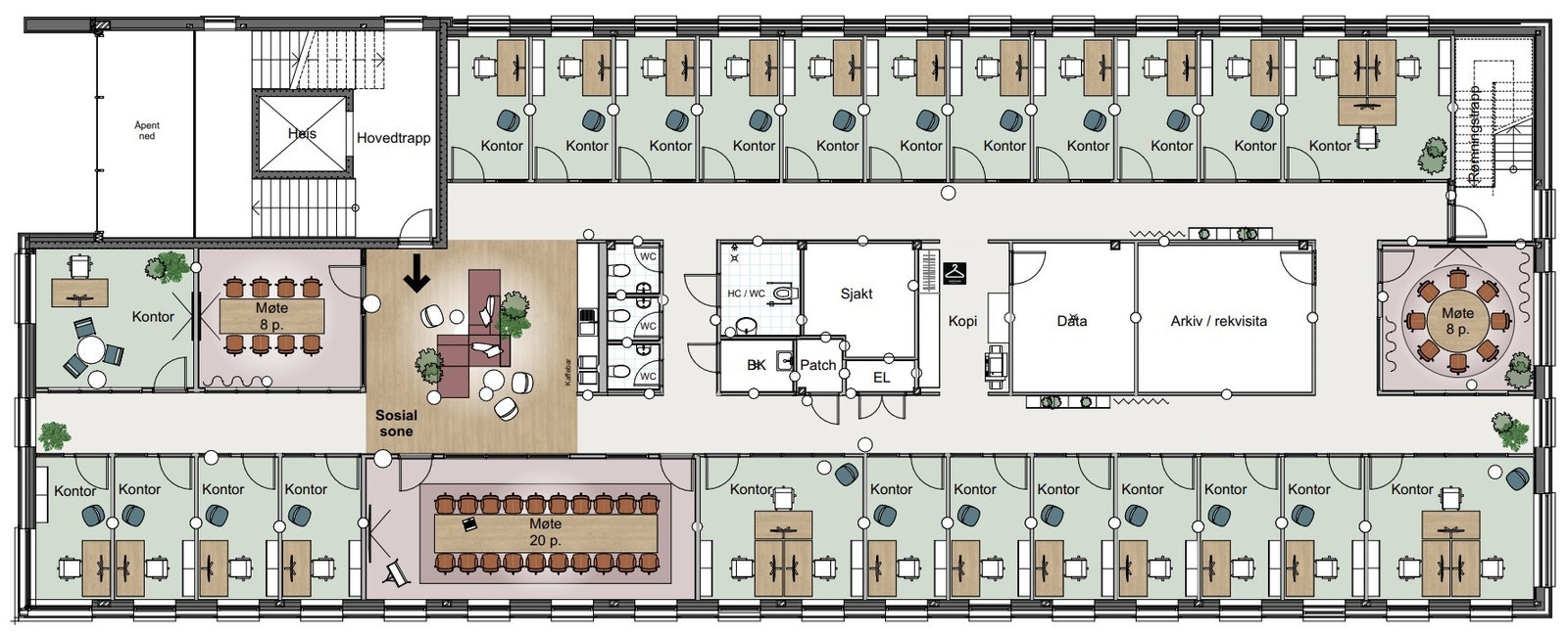 Plantegning 3. etasje Galleribilde
