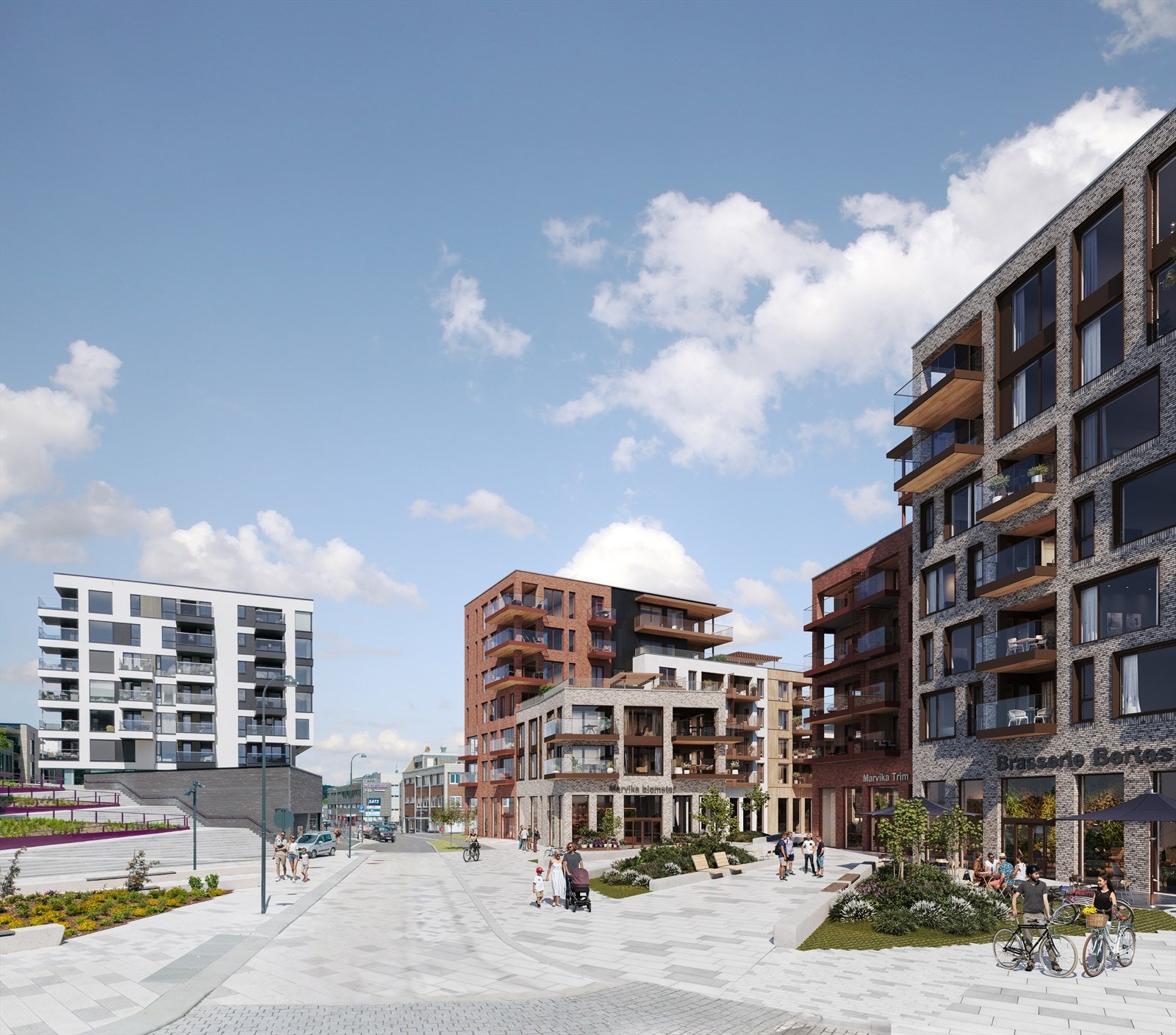 Nye Marvika Atrium vil ligge tvers over næringslokalene (ENO arkitekter, NOSLEEPTILLBROOKLYN) Galleribilde