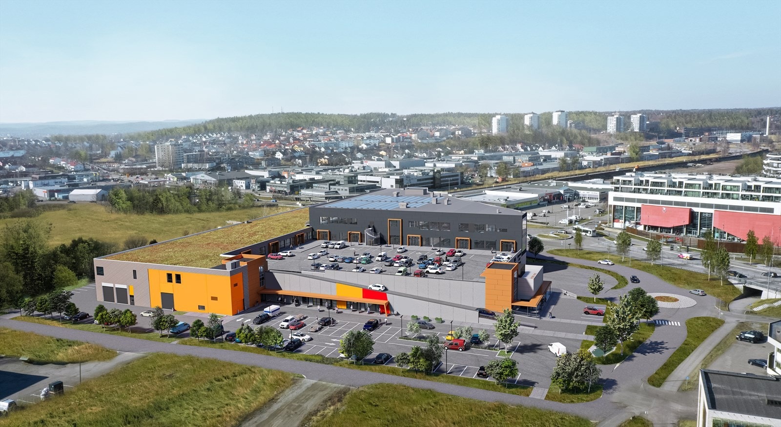 Skisse Kilen Handelssenter fasade fra øst Galleribilde