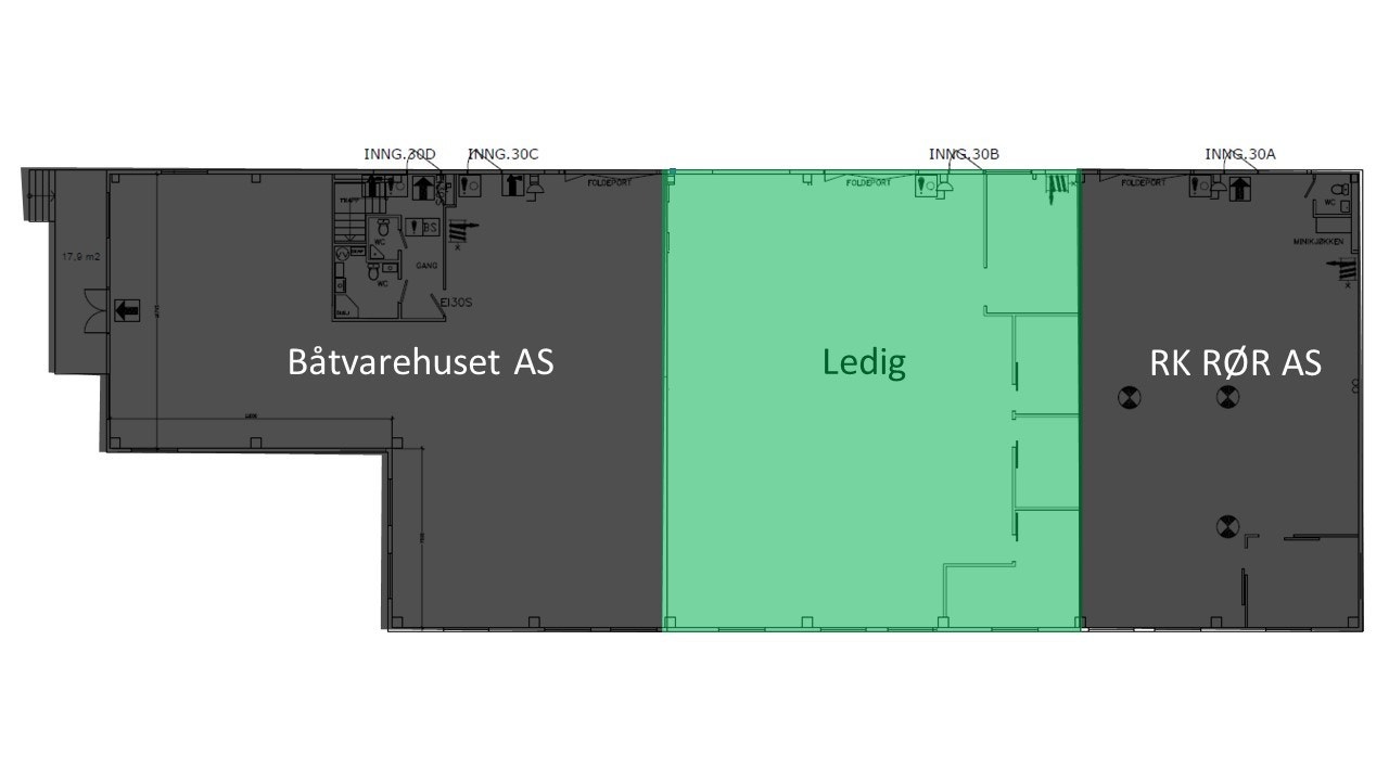 Lokalet med egen kjøreport mellom Båtvarehuset og RK Rør Galleribilde