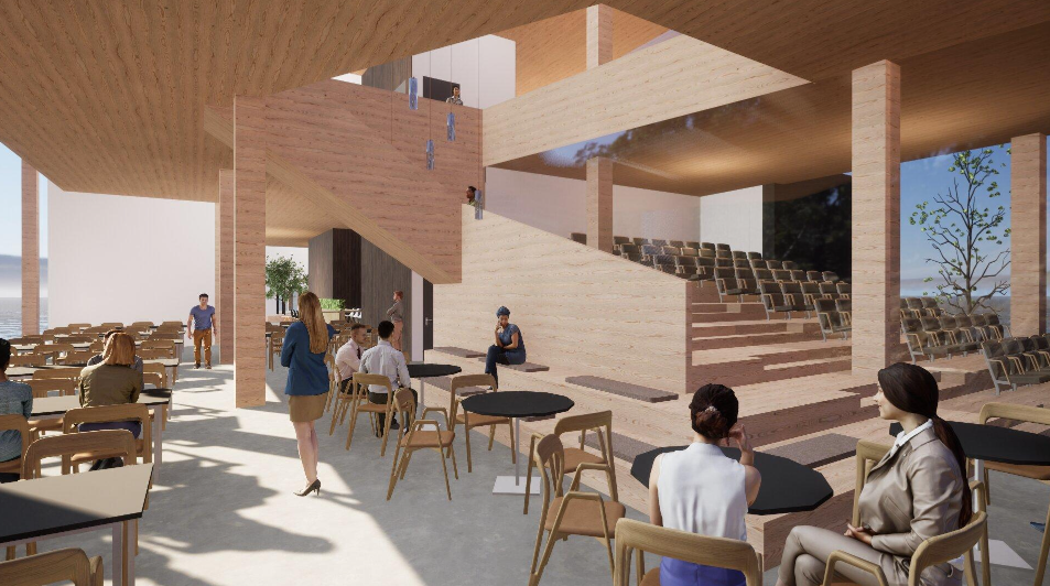 Skissetegning energi- og havvindsenter av OSLOTRE og ENO ARKITEKTER Galleribilde