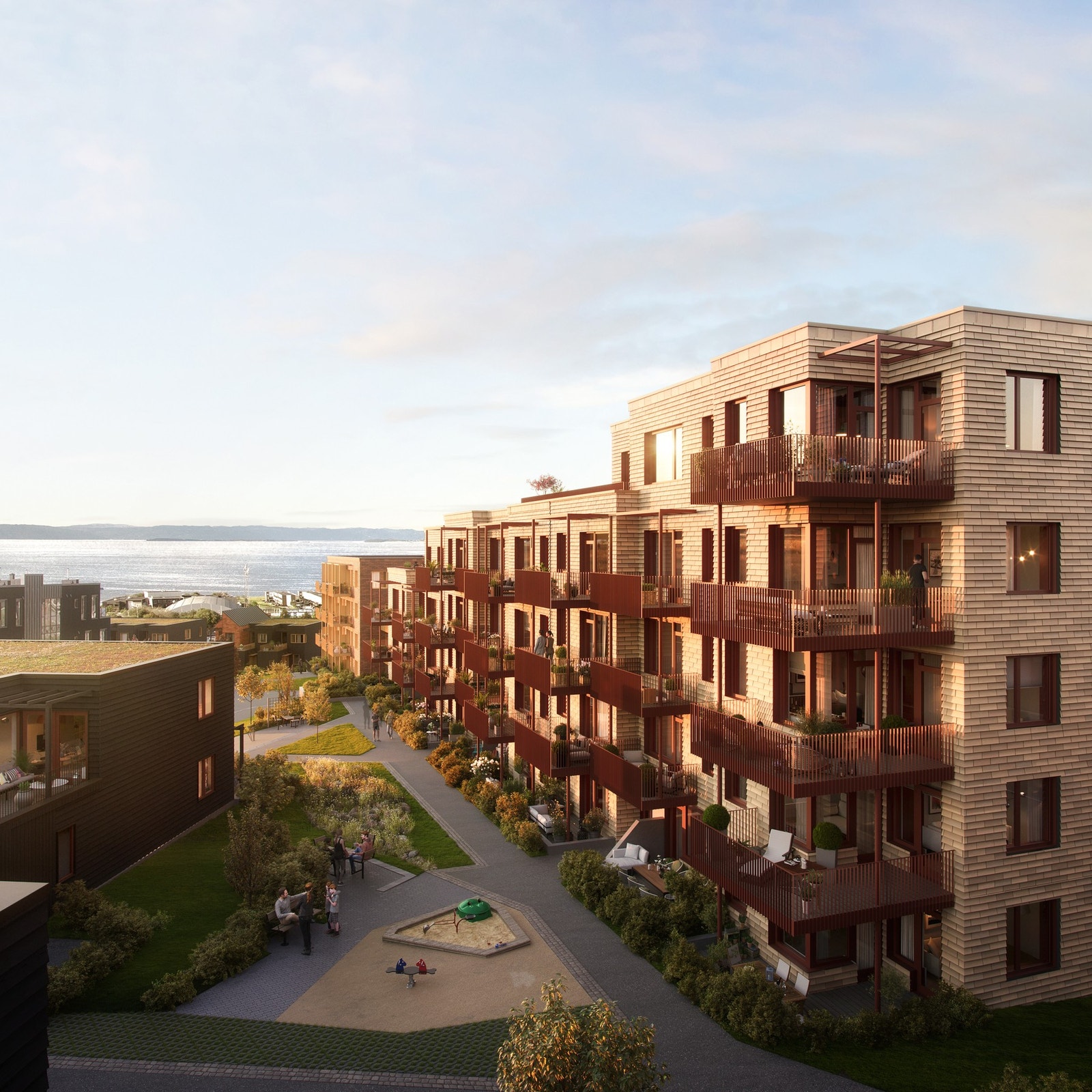 Byggene er planlagt miljøsertifisert etter BREEAM-rammeverket med ambisjon om klassifiseringen "Very Good". Galleribilde