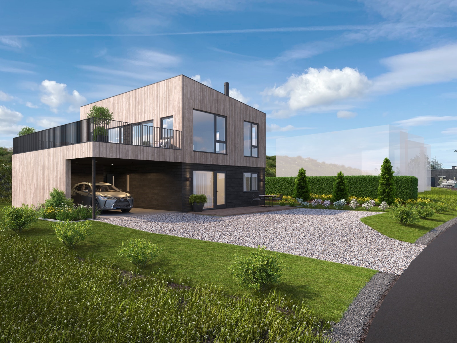 Illustrasjon av boligen på tomten Galleribilde