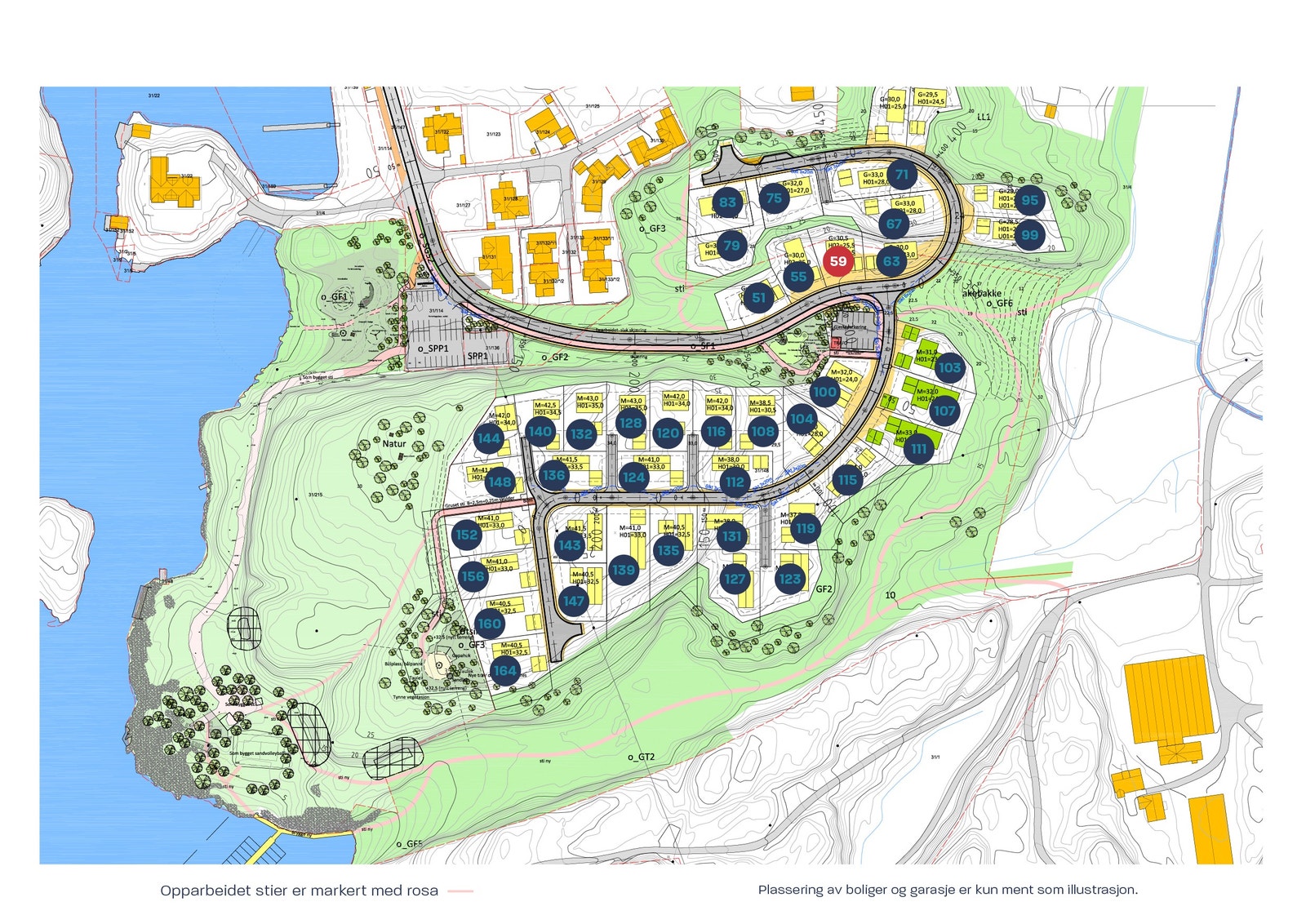 Oversiktskart med tomten markert Galleribilde