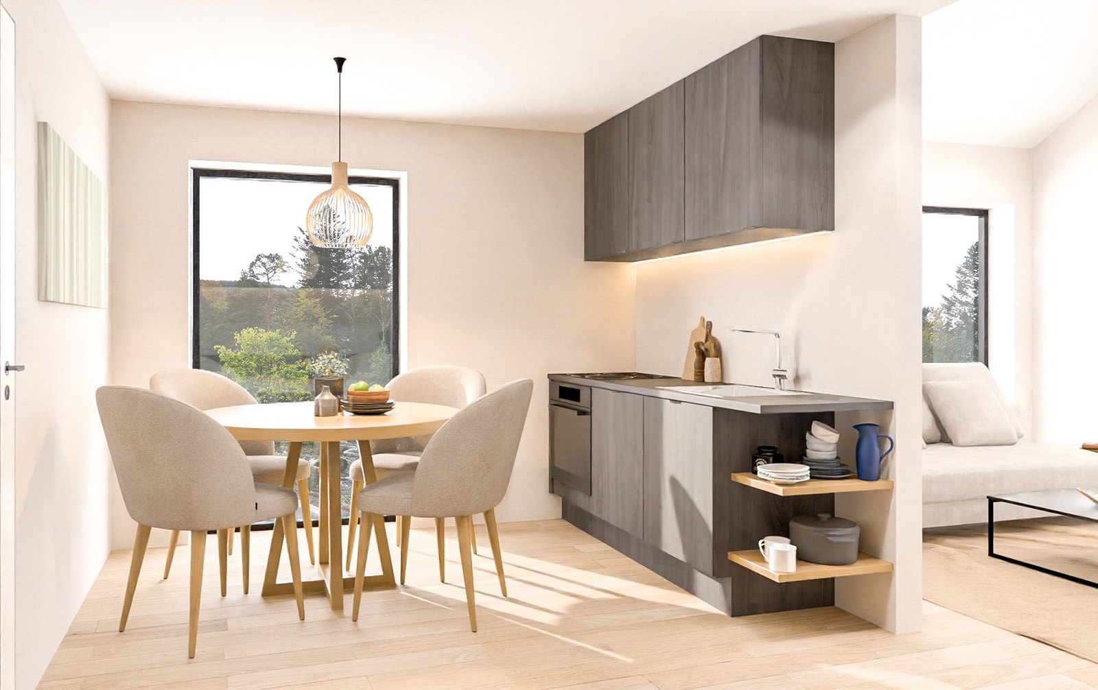 Illustrasjon av kjøkkenløsning i bolig 10A på tomt nr. 10 Galleribilde