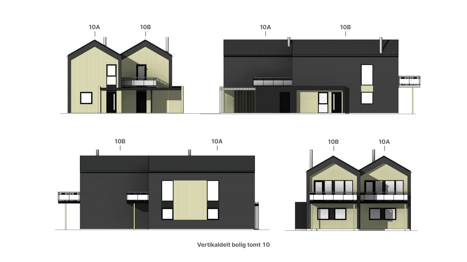 Fasade tegninger av bolig 10A og 10Bpå tomt nr. 10 Galleribilde