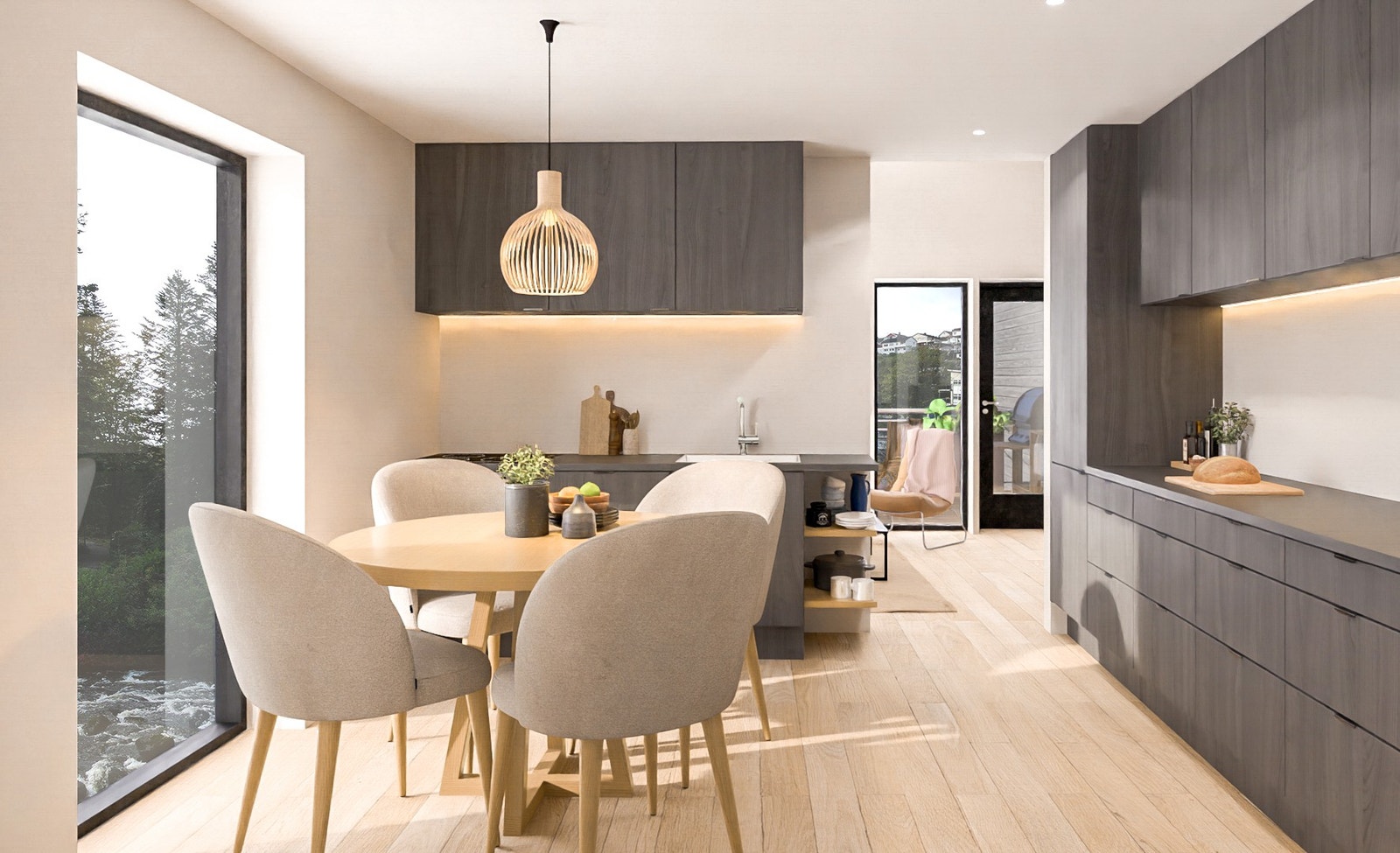 Illustrasjon av kjøkkenløsning i bolig 10A på tomt nr. 10 Galleribilde