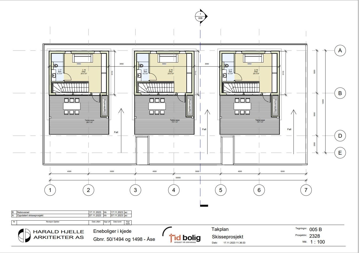 Plantegning 3 etg og takterrasse Galleribilde