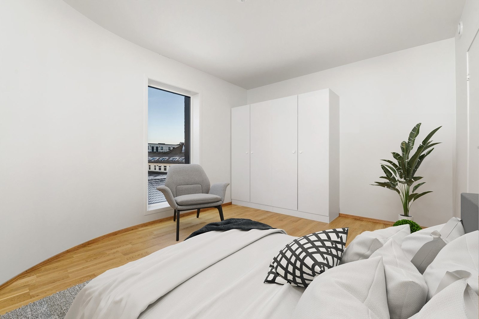 Soverom 2 med digital styling. (bildene er tatt i leiligheten over) Galleribilde