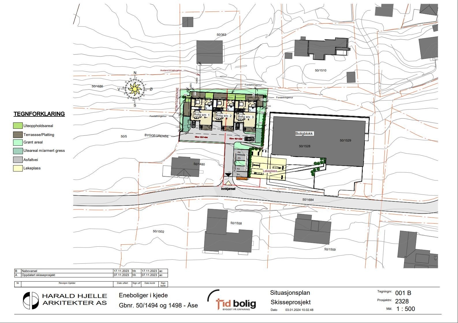 Situasjonsplan med seksjonsnummer Galleribilde