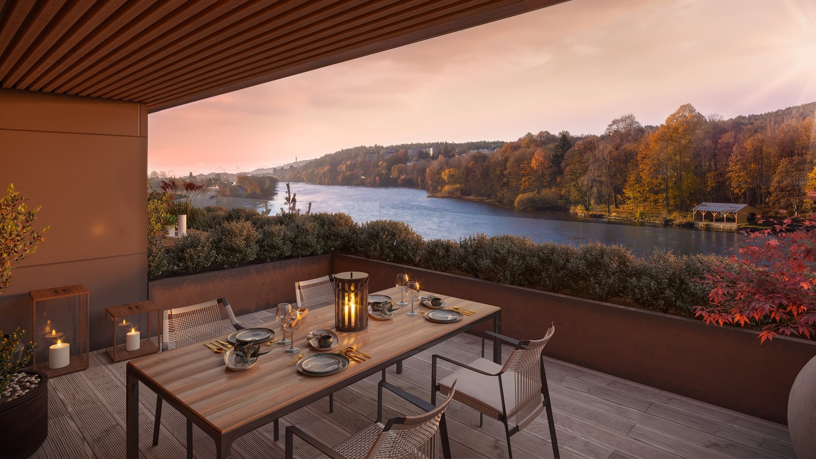 Illustrasjon fra en aktuell uteplass, men merk den er ikke fra leilighet A-602. Galleribilde