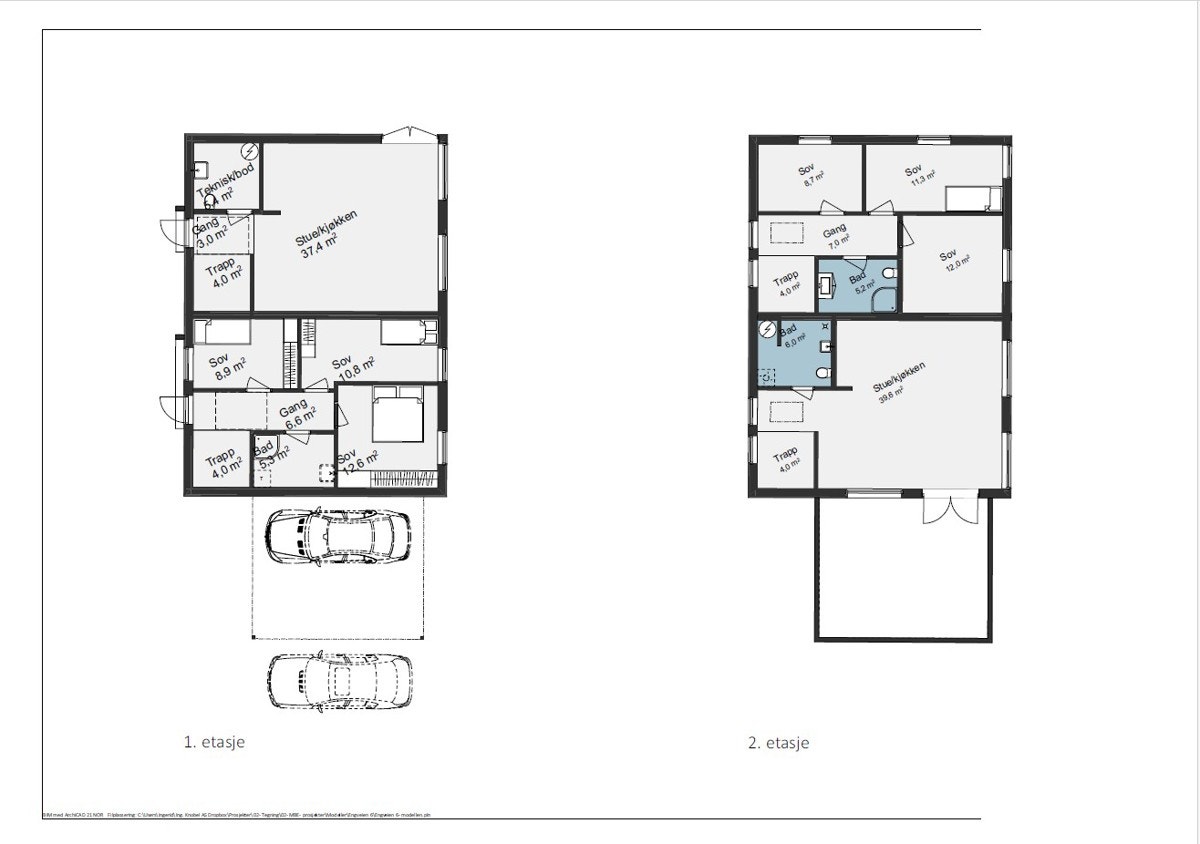 Plantegninger begge leiligheter Galleribilde