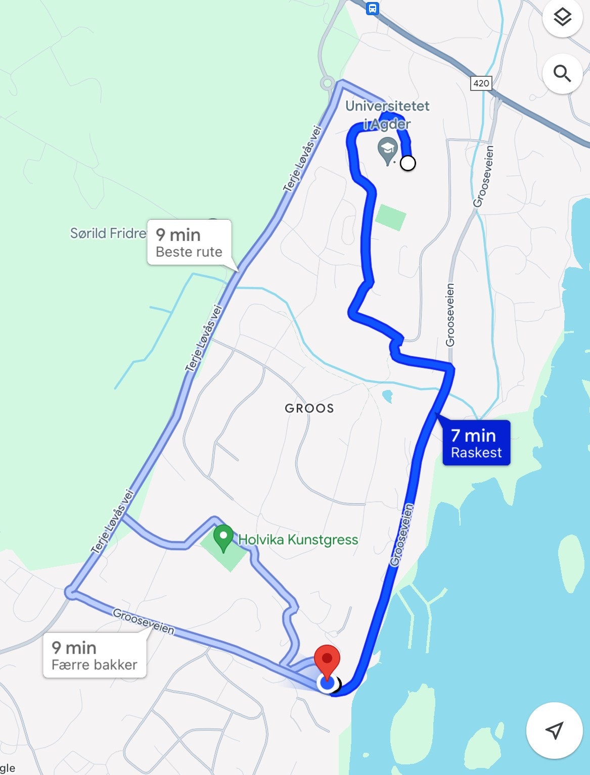 Avstand til UiA Galleribilde