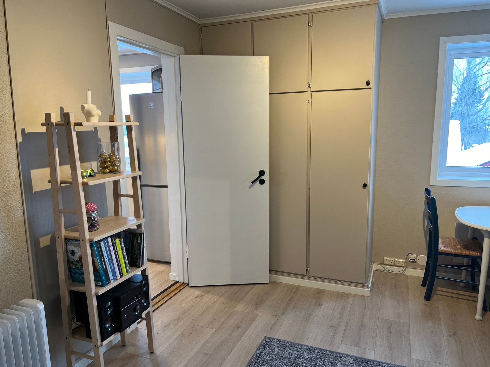 Det er et stort innebygd skap i stua med god lagringsplass Galleribilde