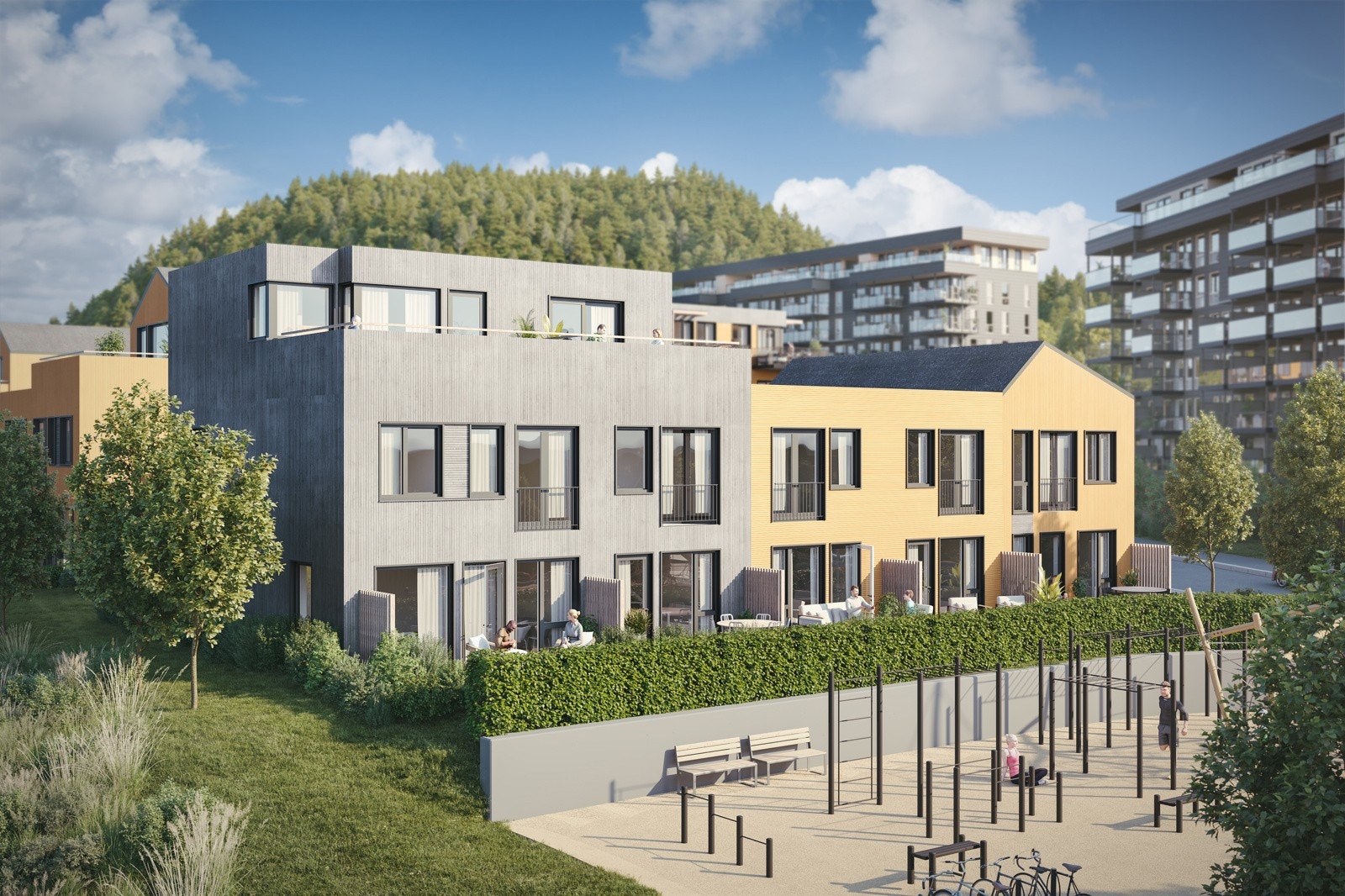 Tre typer rekkehus: 96 kvm, 125 kvm og 152 kvm Galleribilde