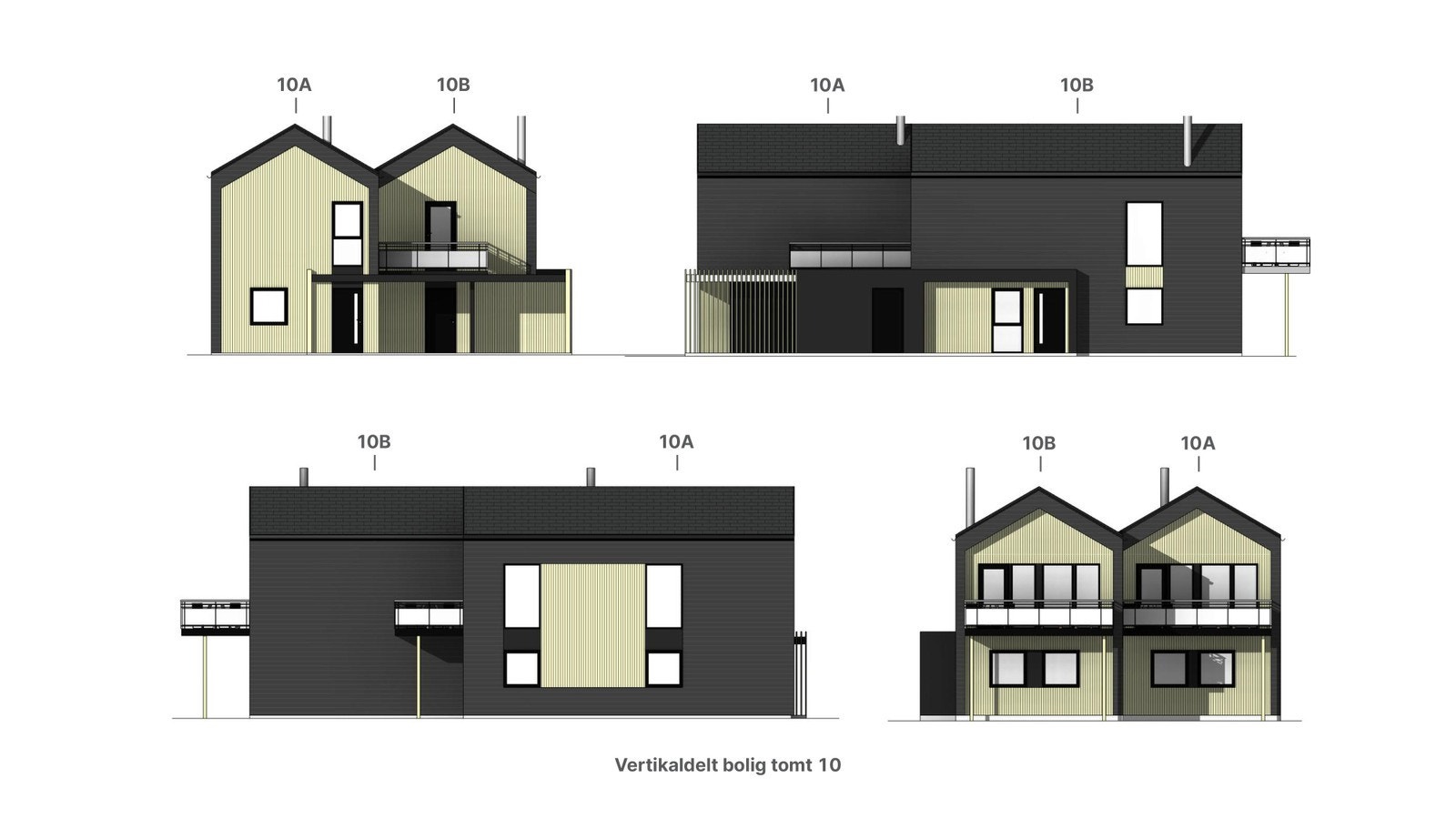 Fasade tegninger av bolig 10A og 10Bpå tomt nr. 10 Galleribilde