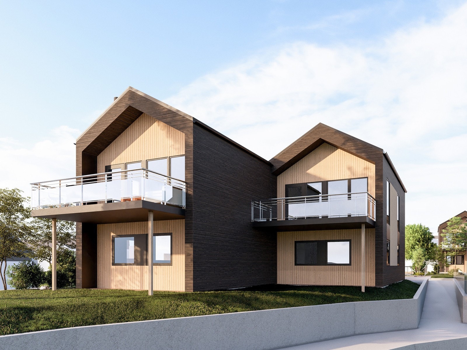 Illustrasjon av vertikaldelt bolig på tomt nr. 10 Galleribilde