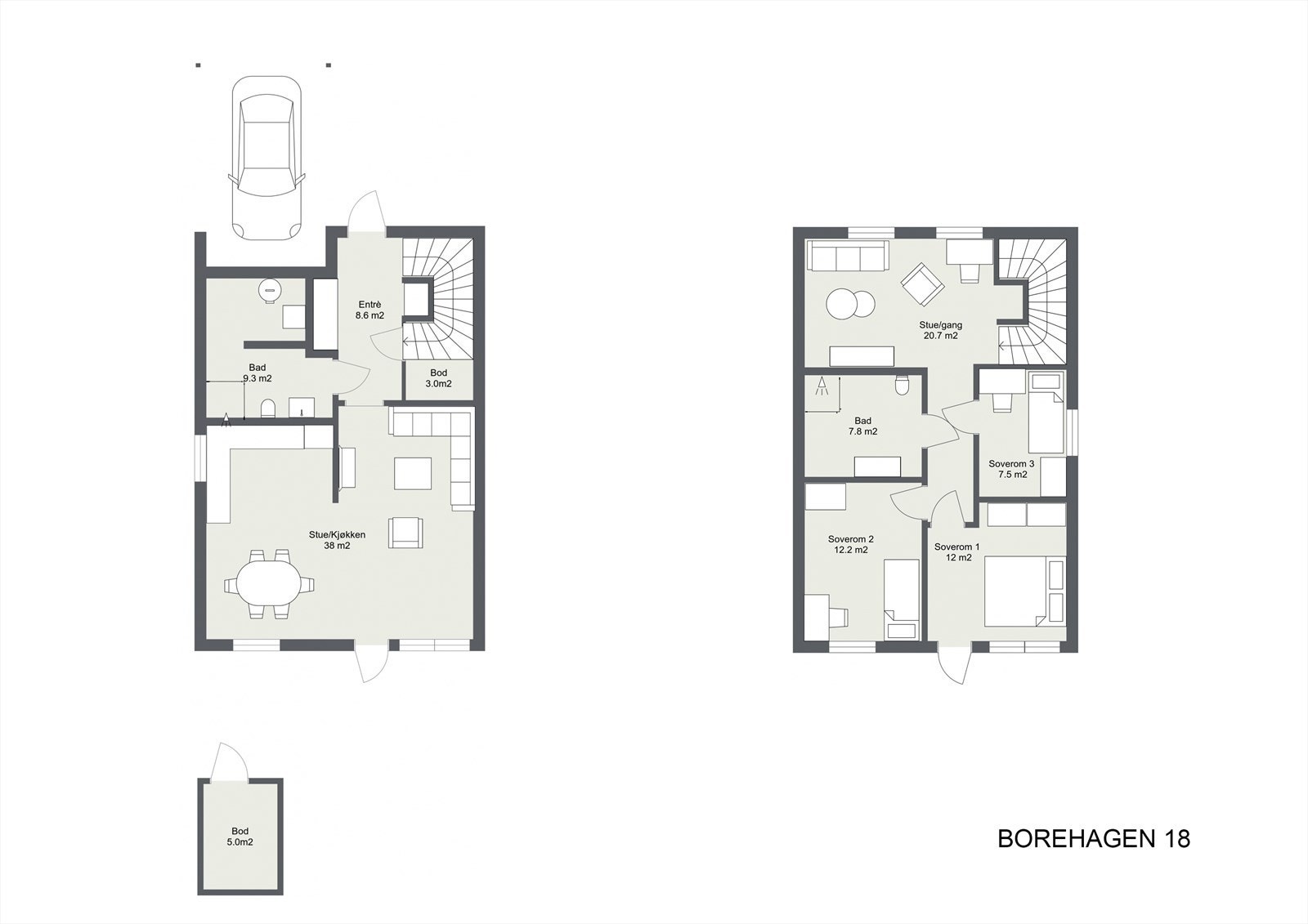 Planløsning for den kresne. Her er det ingen tilfeldigheter, men nøye planlagte løsninger. Borehagen 18. Galleribilde