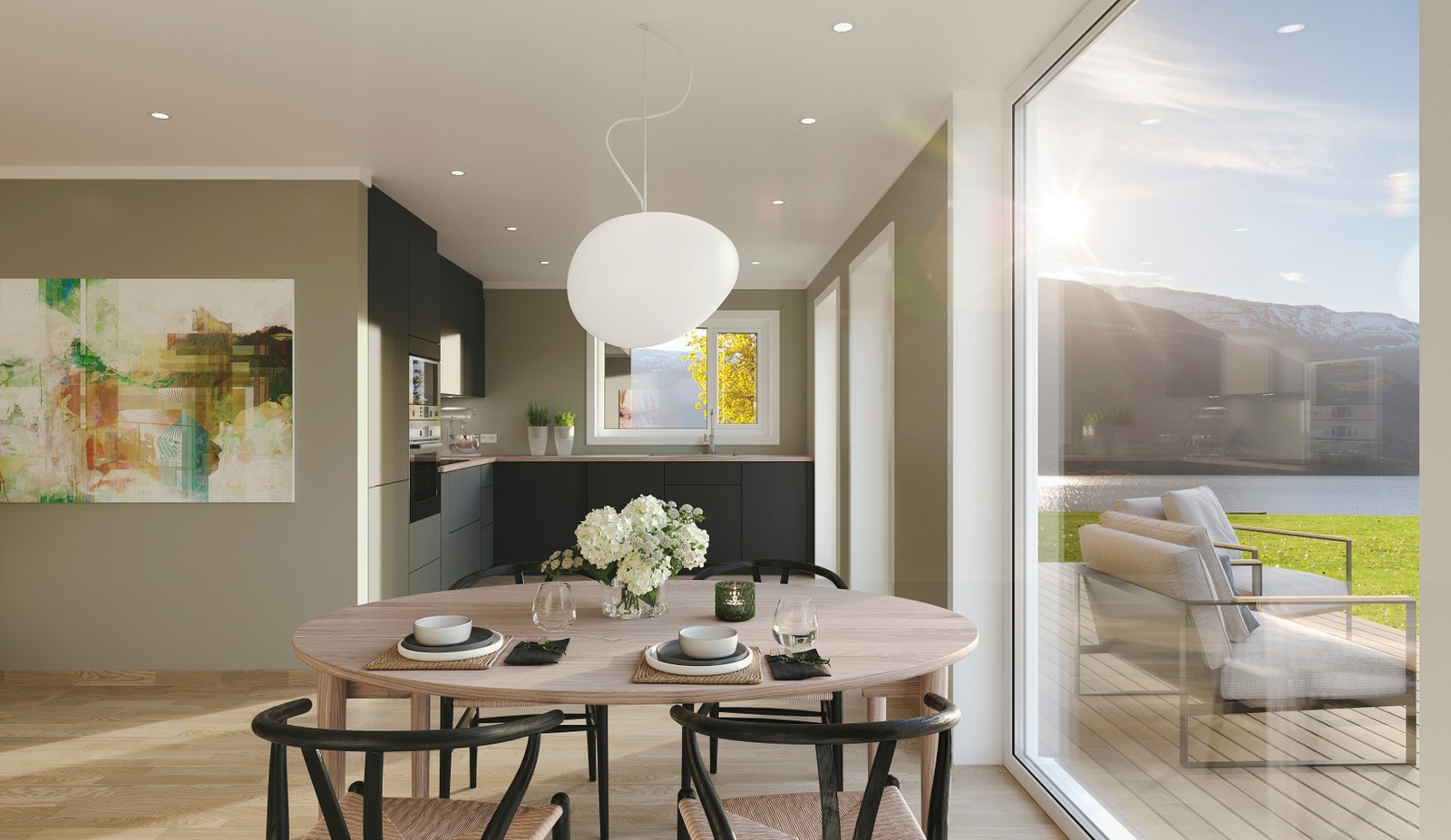 Illustrasjon av stue Galleribilde