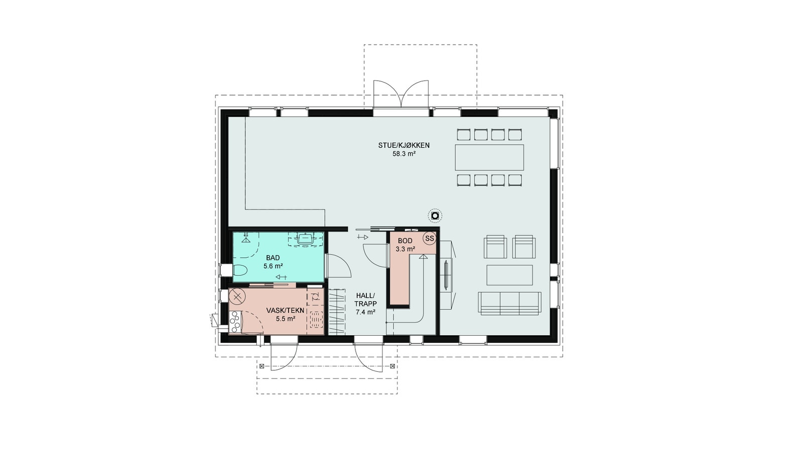 Planløsning 1.etasje Galleribilde