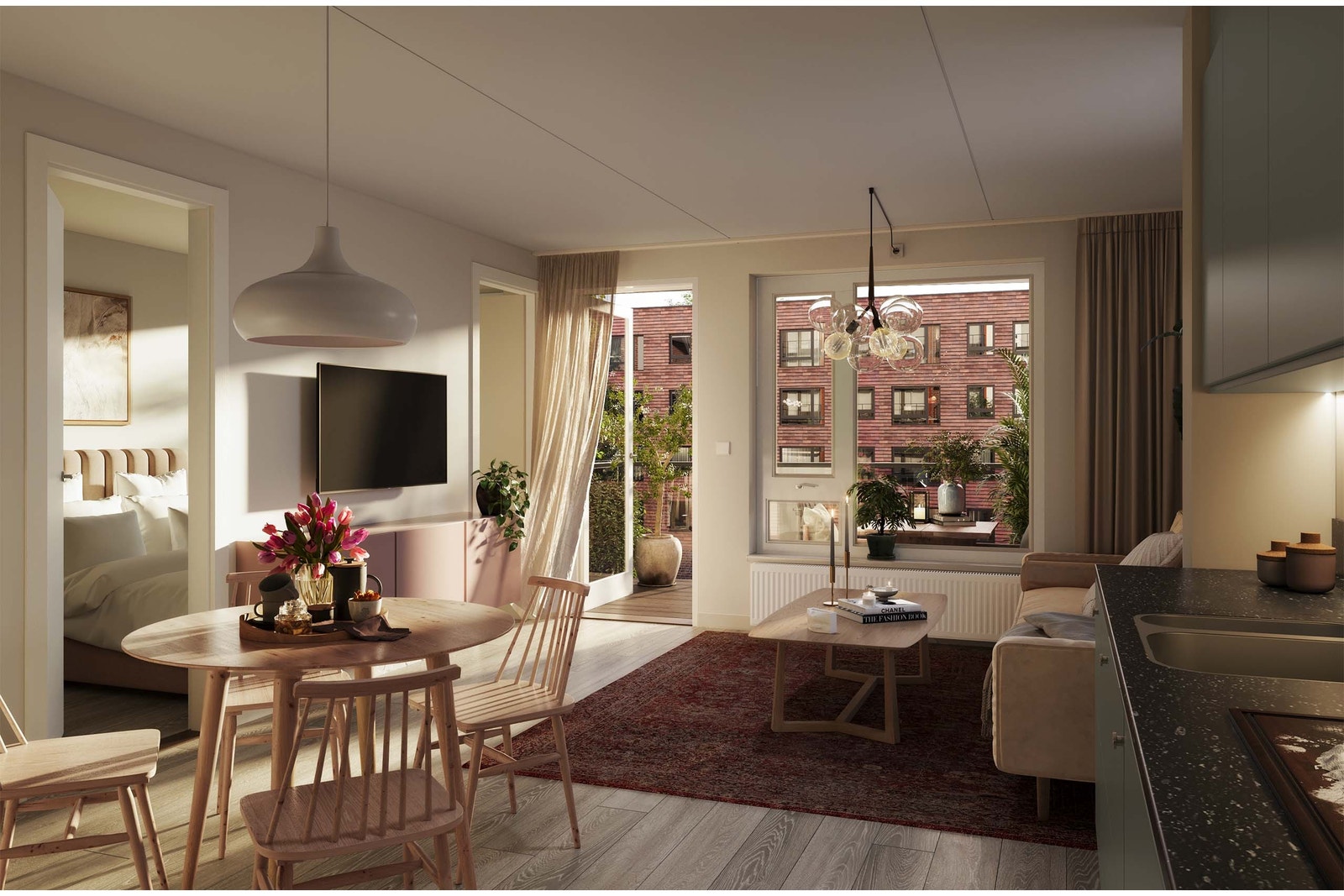 Gulvene i hus 28 er en lys og lekker laminat som binder rommene sammen og gir boligen et helhetlig og lett uttrykk Galleribilde