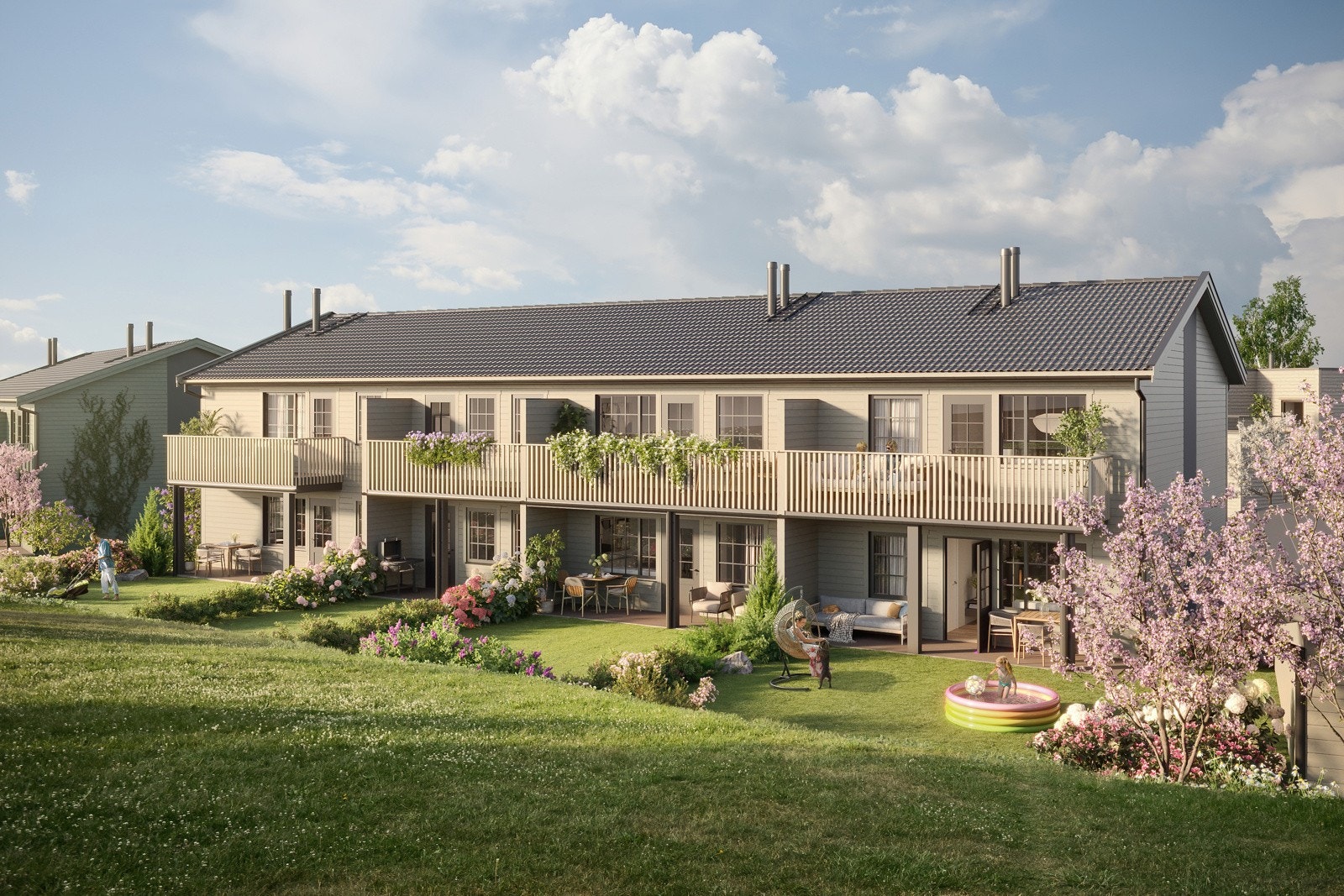 Flermannsboligene vil bestå av 6 og 8 leiligheter, fordelt på 2 bygg. Avvik vil forekomme. Galleribilde