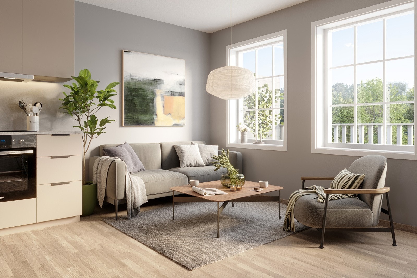 Stue og kjøkken 44m2 Galleribilde