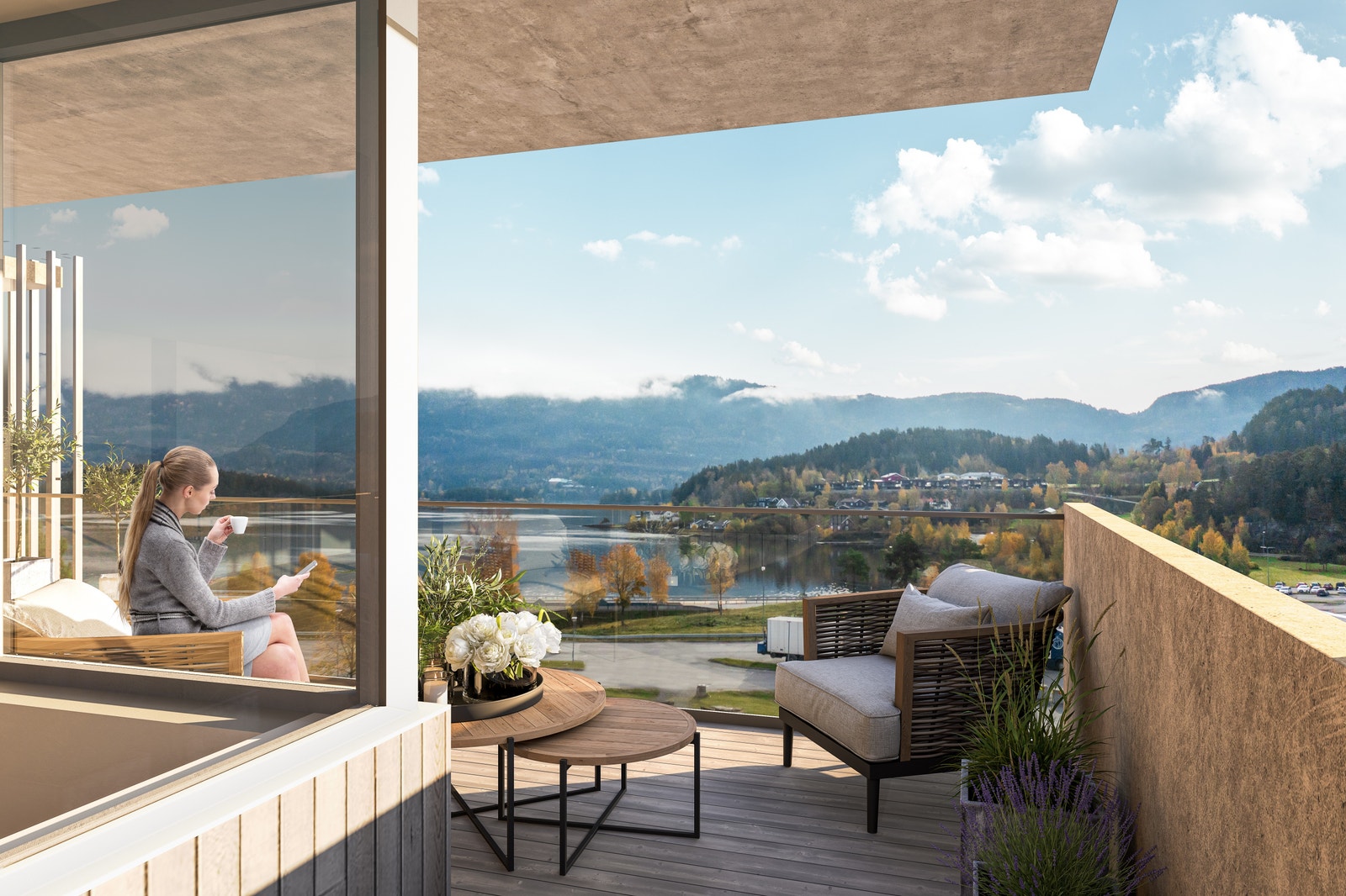 Samtlige leiligheter har balkong eller terrasse. Galleribilde