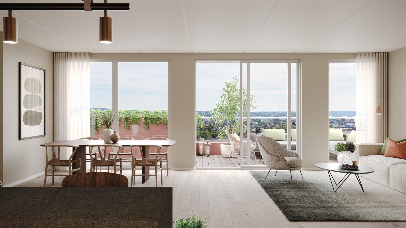 Mange av leilighetene kan friste med vidstrakt utsikt og flotte lysforhold. Illustrasjon, avvik kan forekomme Galleribilde