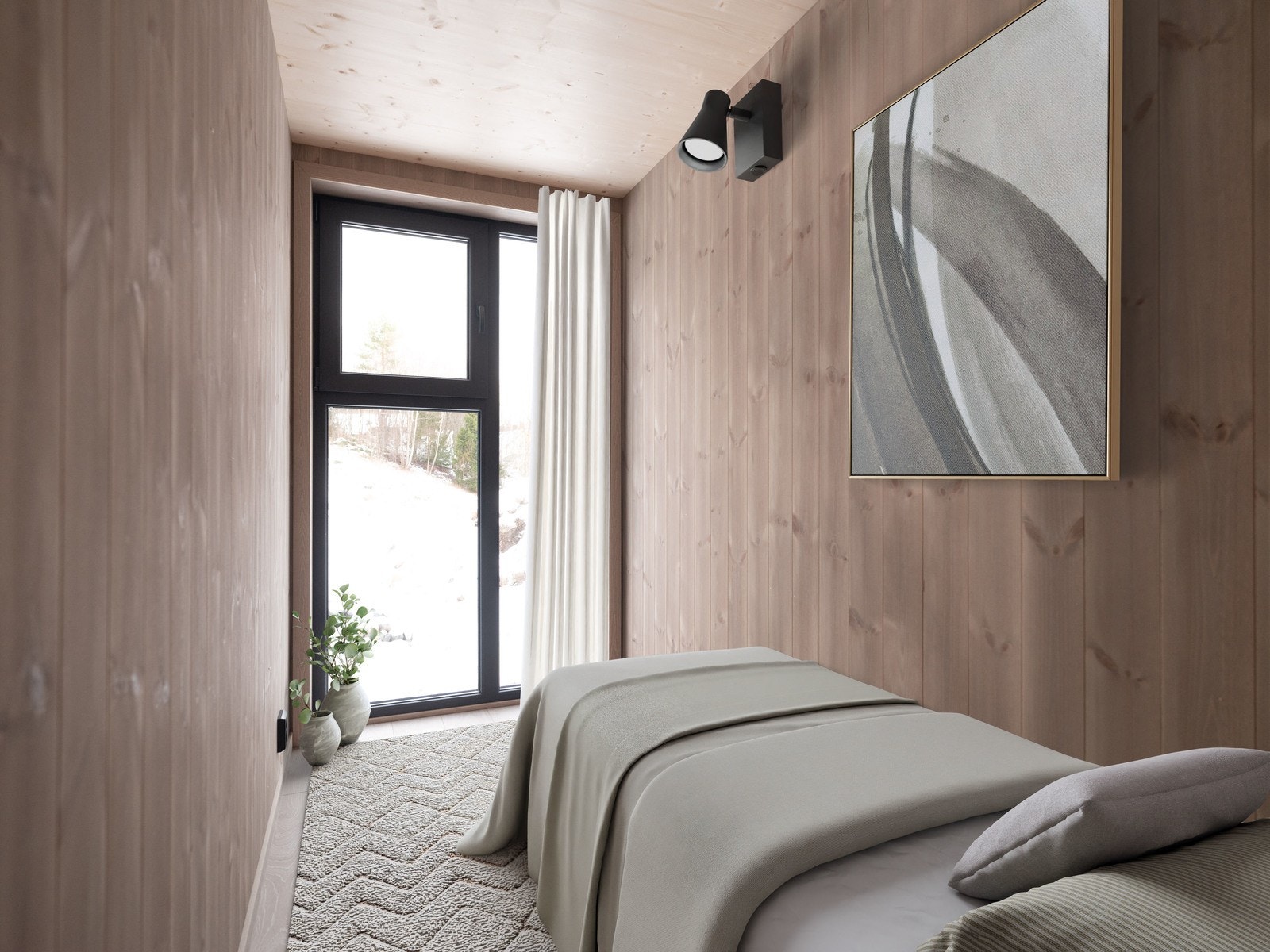 Soverom 2 har også store vindusflater med plass til både enkeltseng og køyeseng Galleribilde