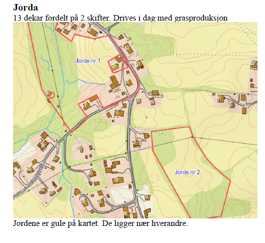 13 dekar fordelt på 2 skifter. Dyrket mark. Galleribilde