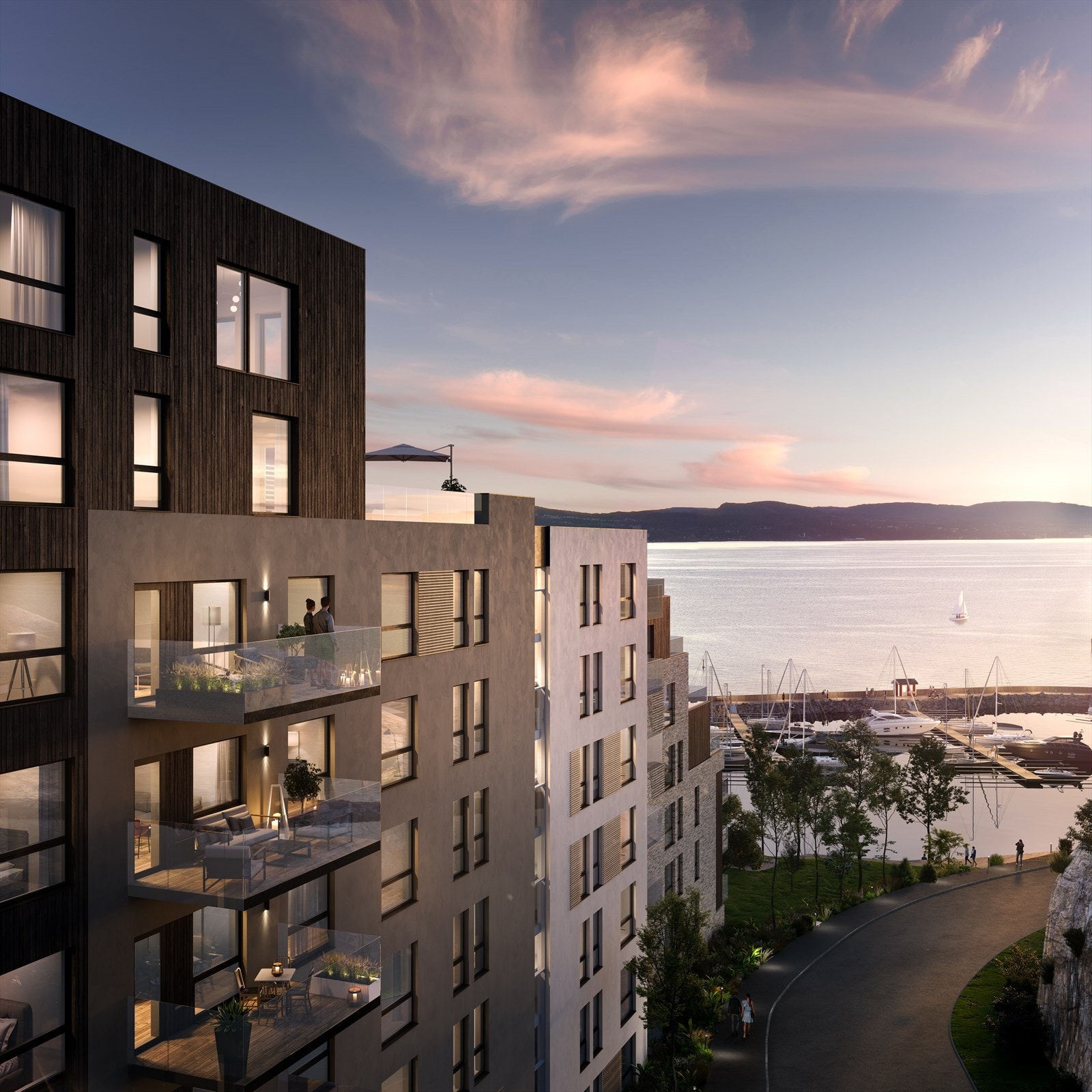 Spro Havn og kveldsstemning. Galleribilde