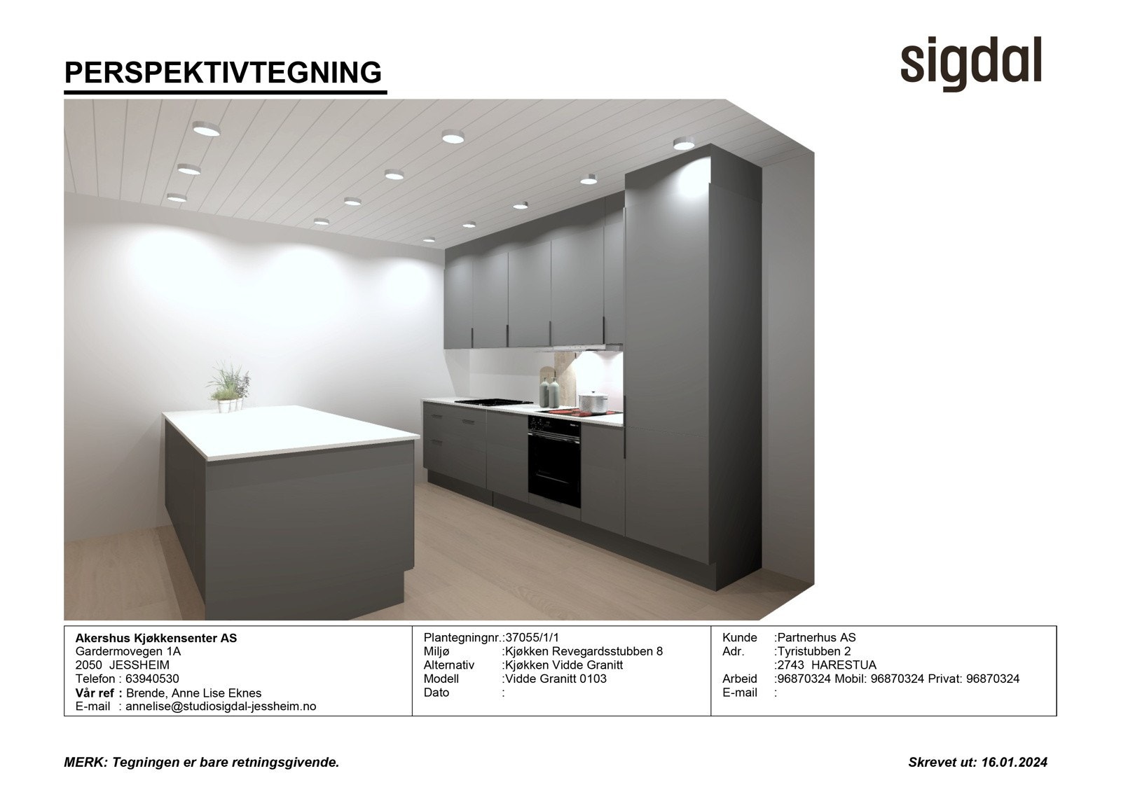 Perspektivtegning kjøkken Revegardsstubben 8-10 Galleribilde