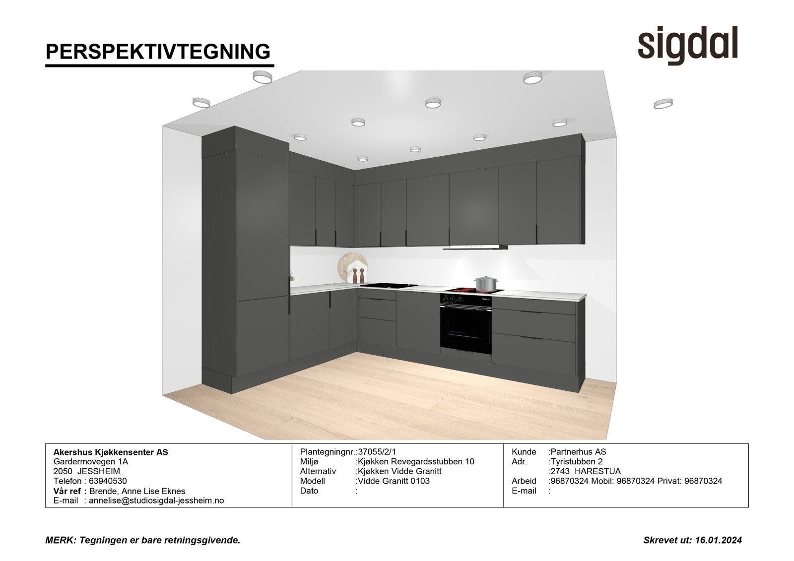 Perspektivtegning kjøkken - Revegardsstubben 8-10 Galleribilde