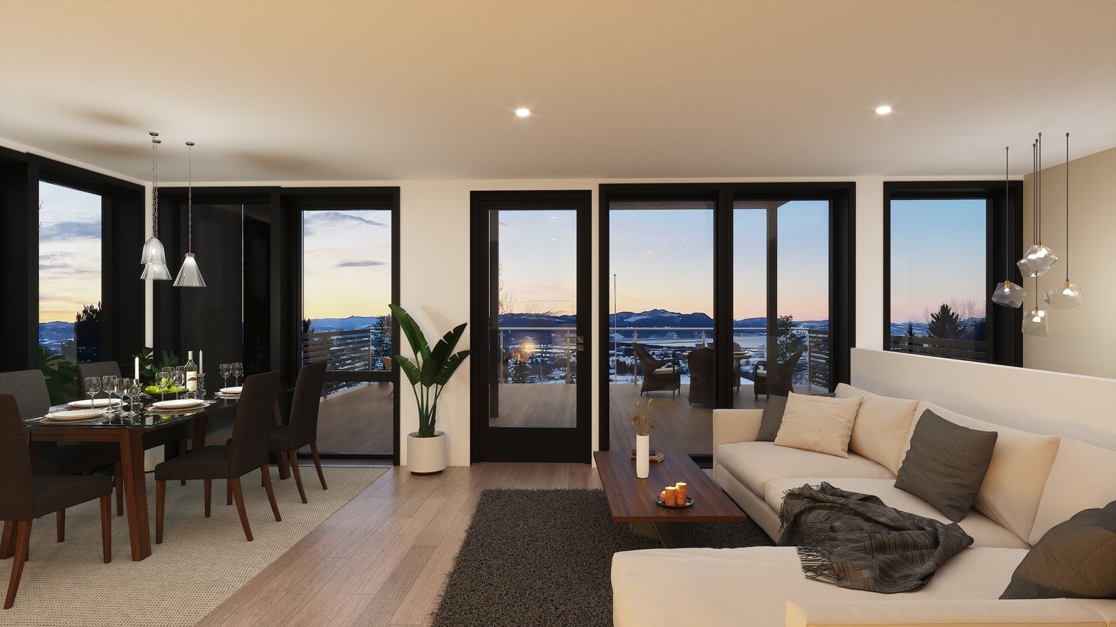 Store vinduer mot utsikten (Illustrasjonsbilde. Noen avvik vil forekomme) Galleribilde