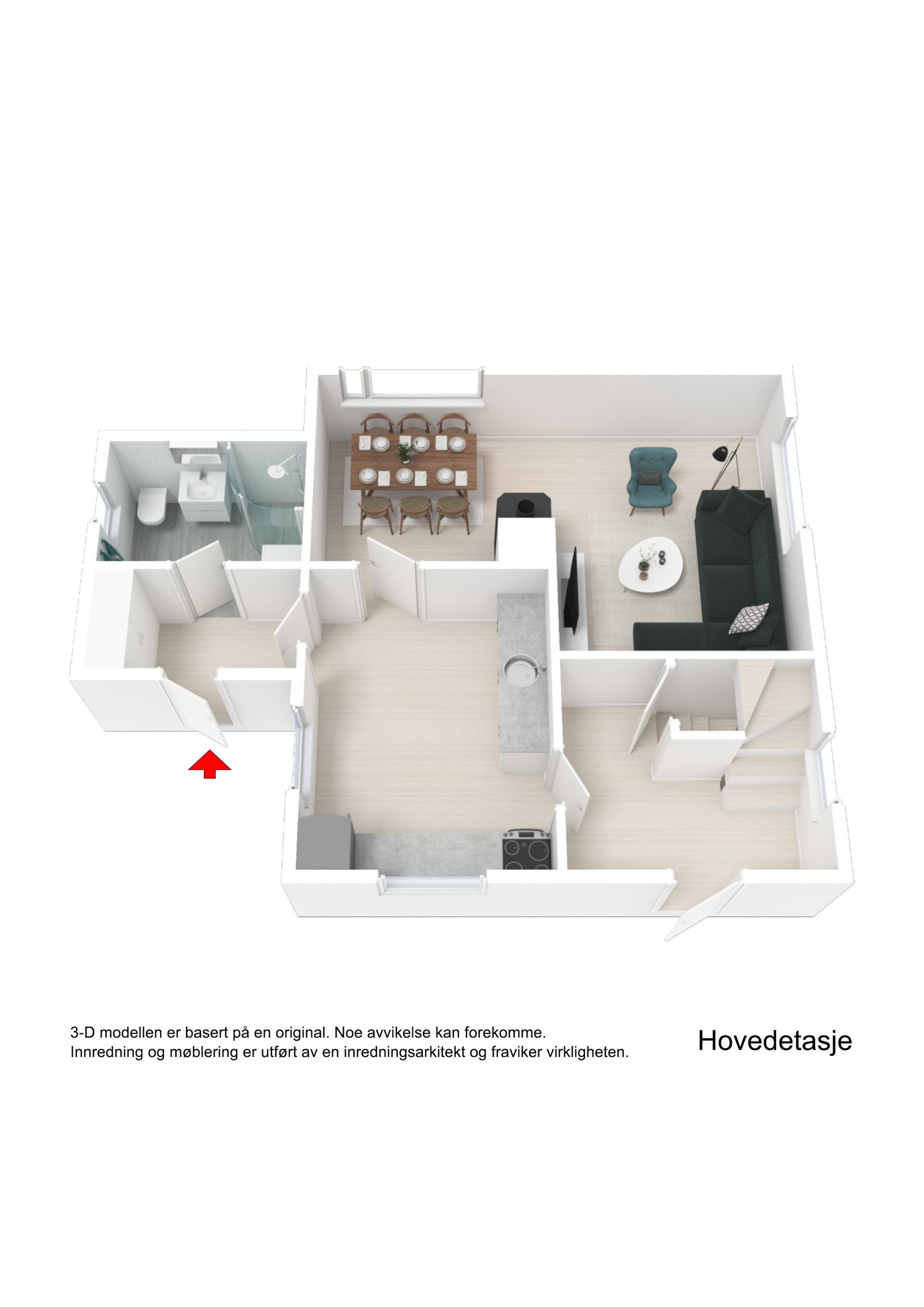 Plantegning Hovedetasje 3D Galleribilde
