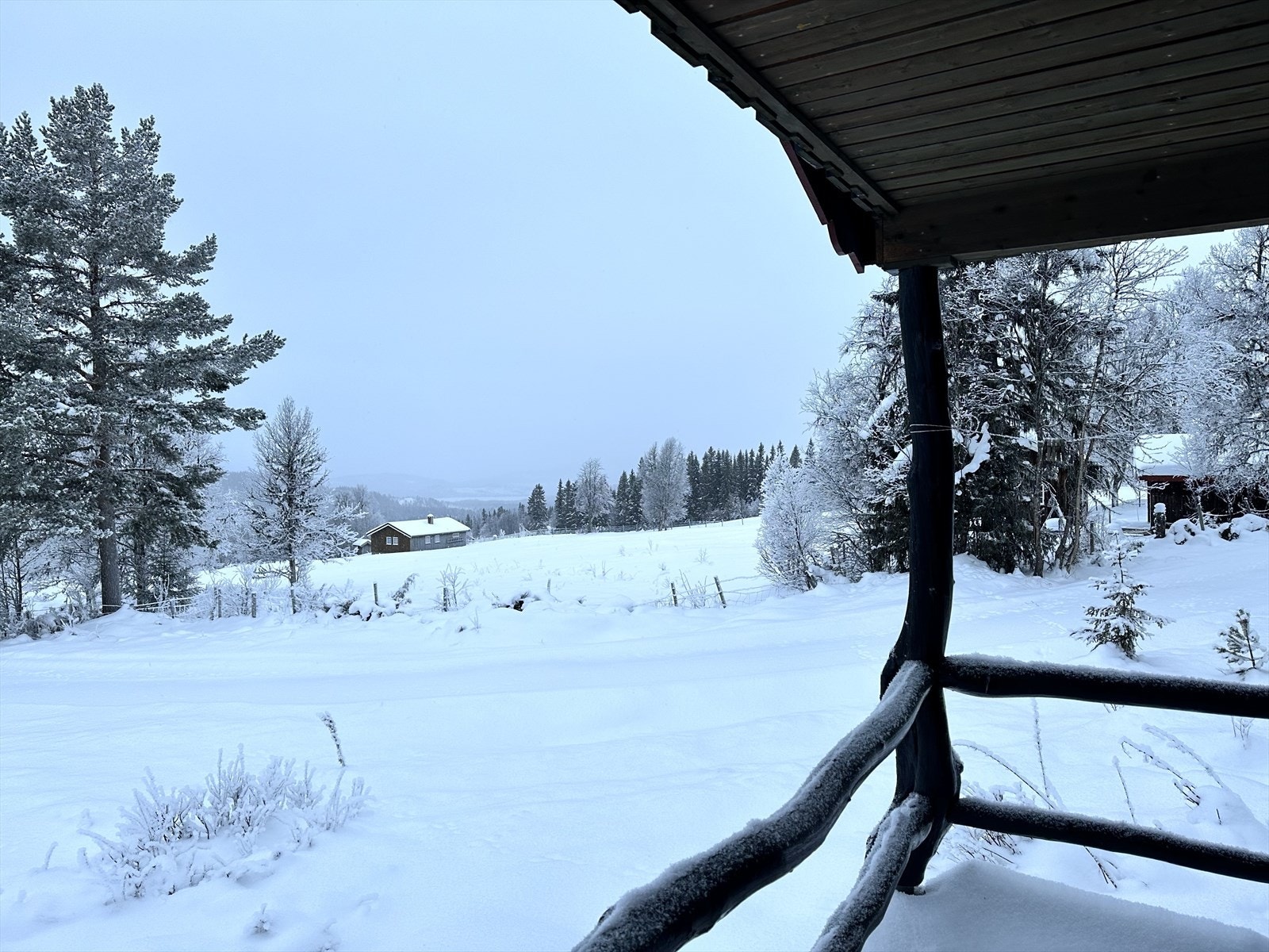 Utsikten fra verandaen på vinterstid. Galleribilde