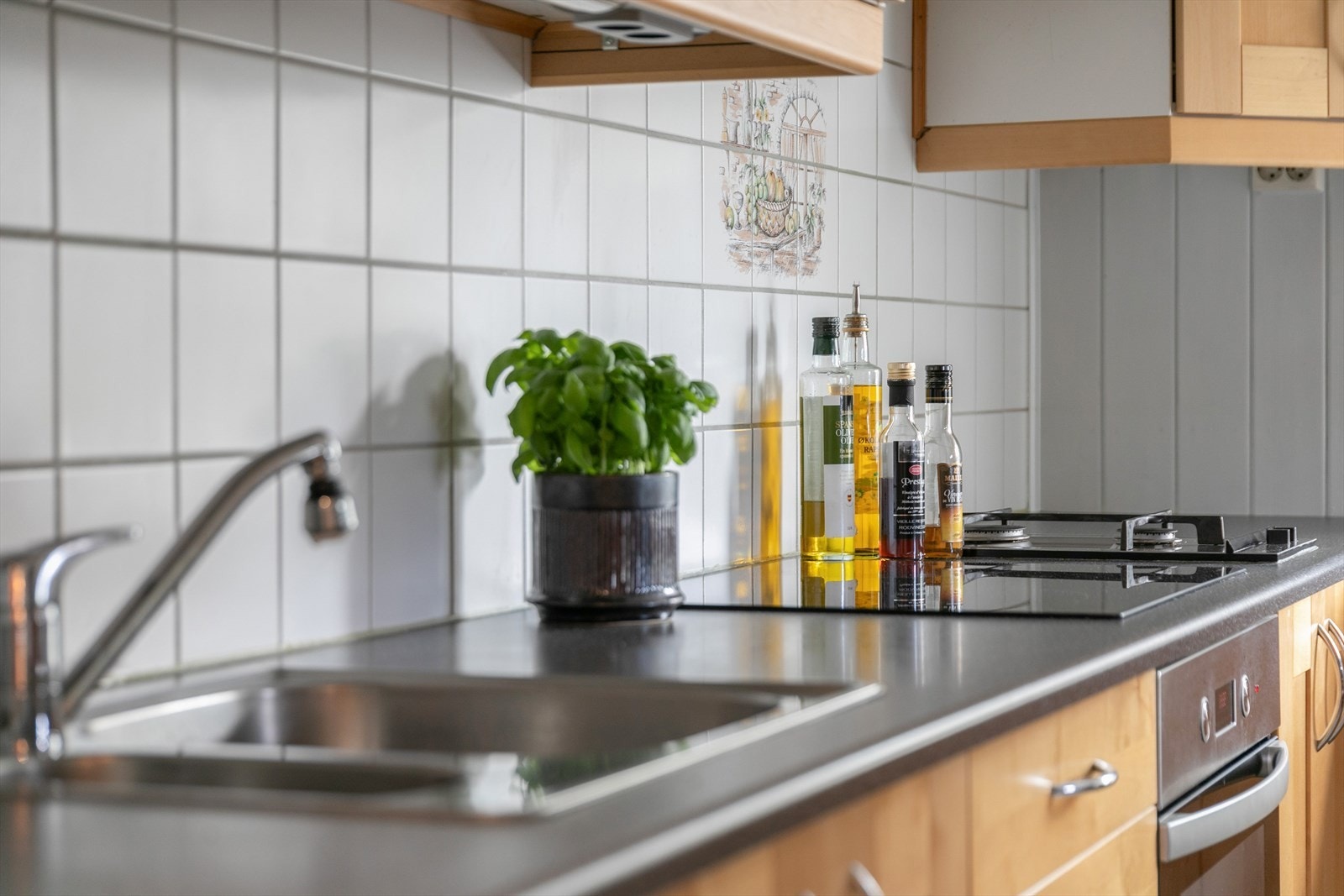 Her er det god plass til kokken med både flere koketopper, både elektrisk og med gass. Galleribilde